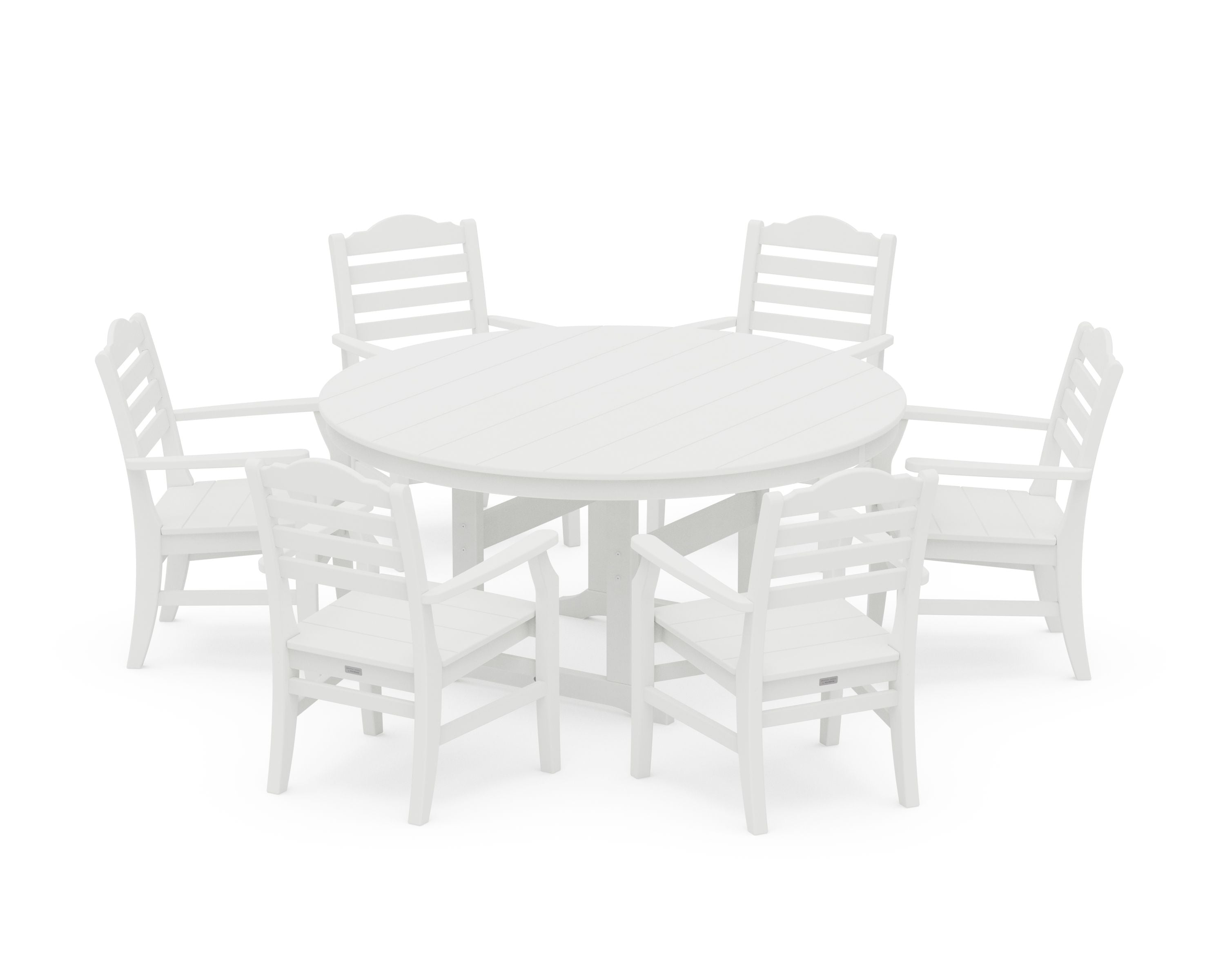 Savannah 7-Piece Arm Chair Round Farmhouse Dining Set in White