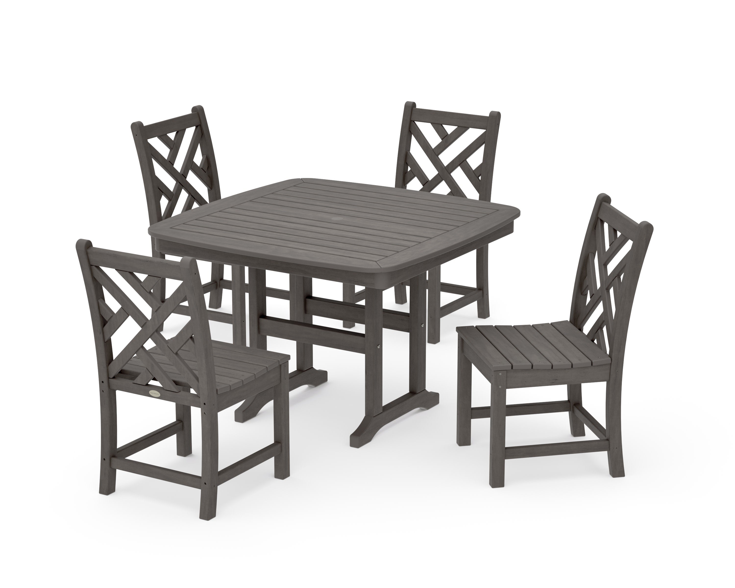 Chippendale Side Chair 5-Piece Dining Set with Trestle Legs in Driftwood