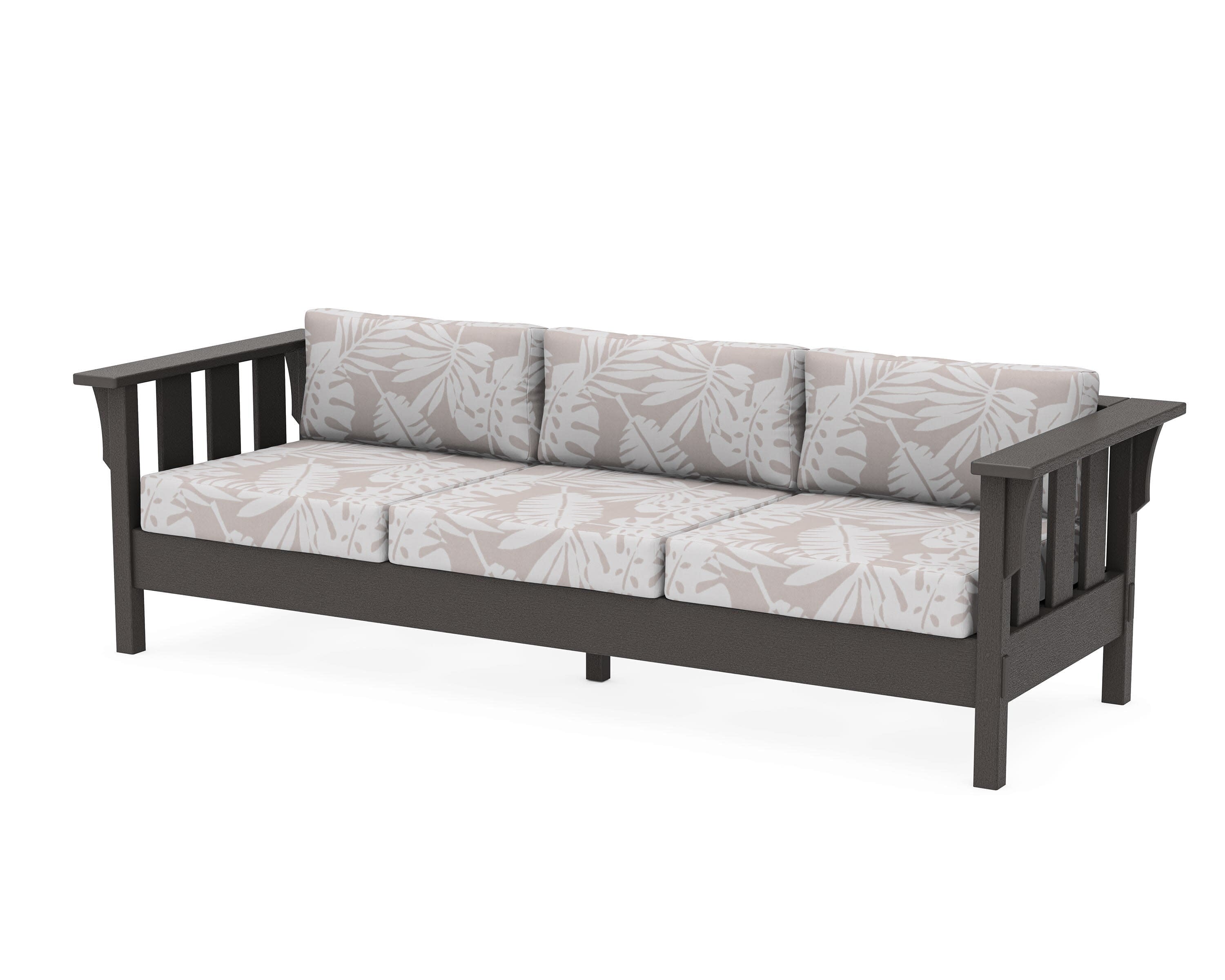 Acadia Deep Seating Sofa in Vintage Coffee / Leaf Dune Burlap