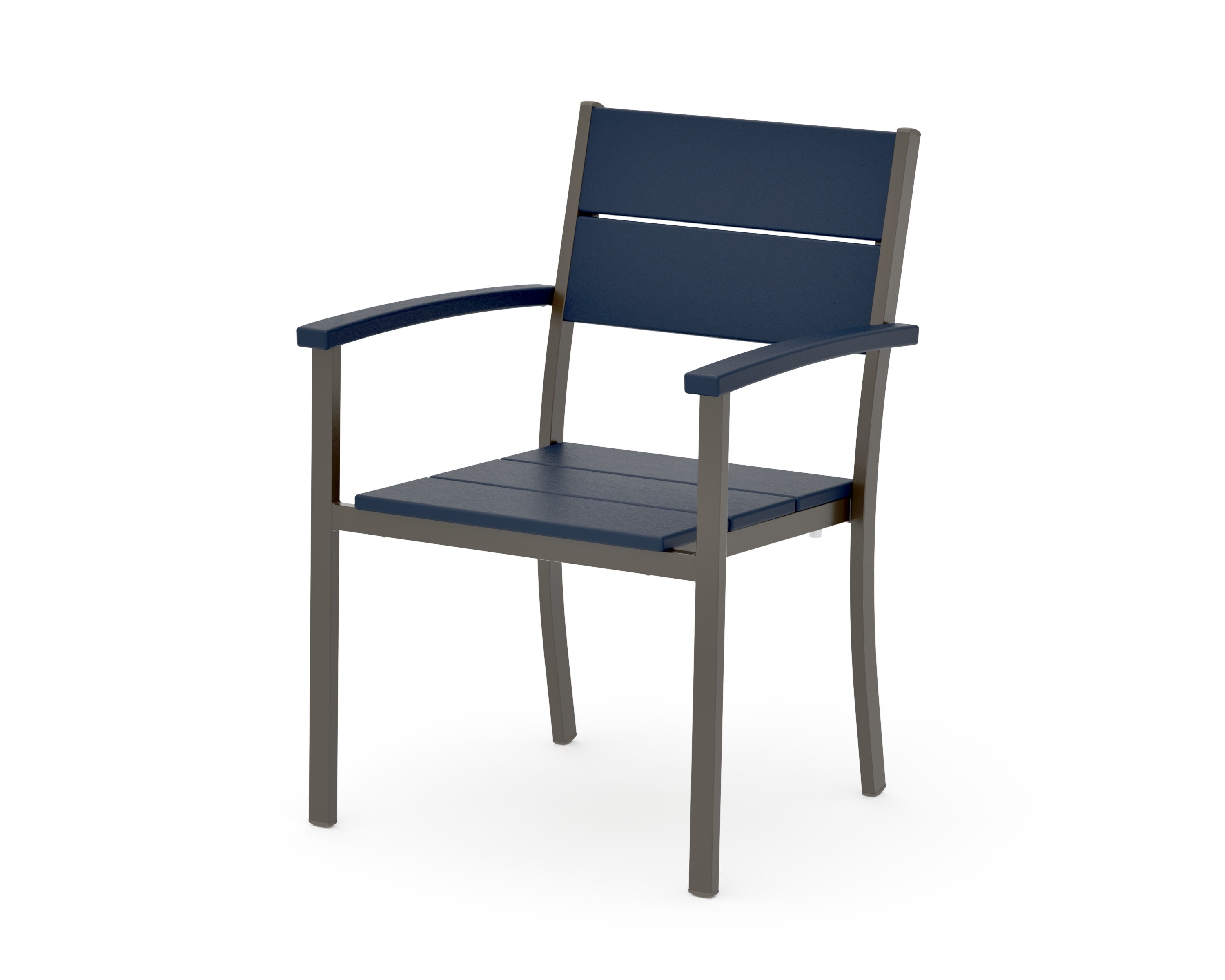 Main Street Stacking Dining Arm Chair in Bronze / Navy