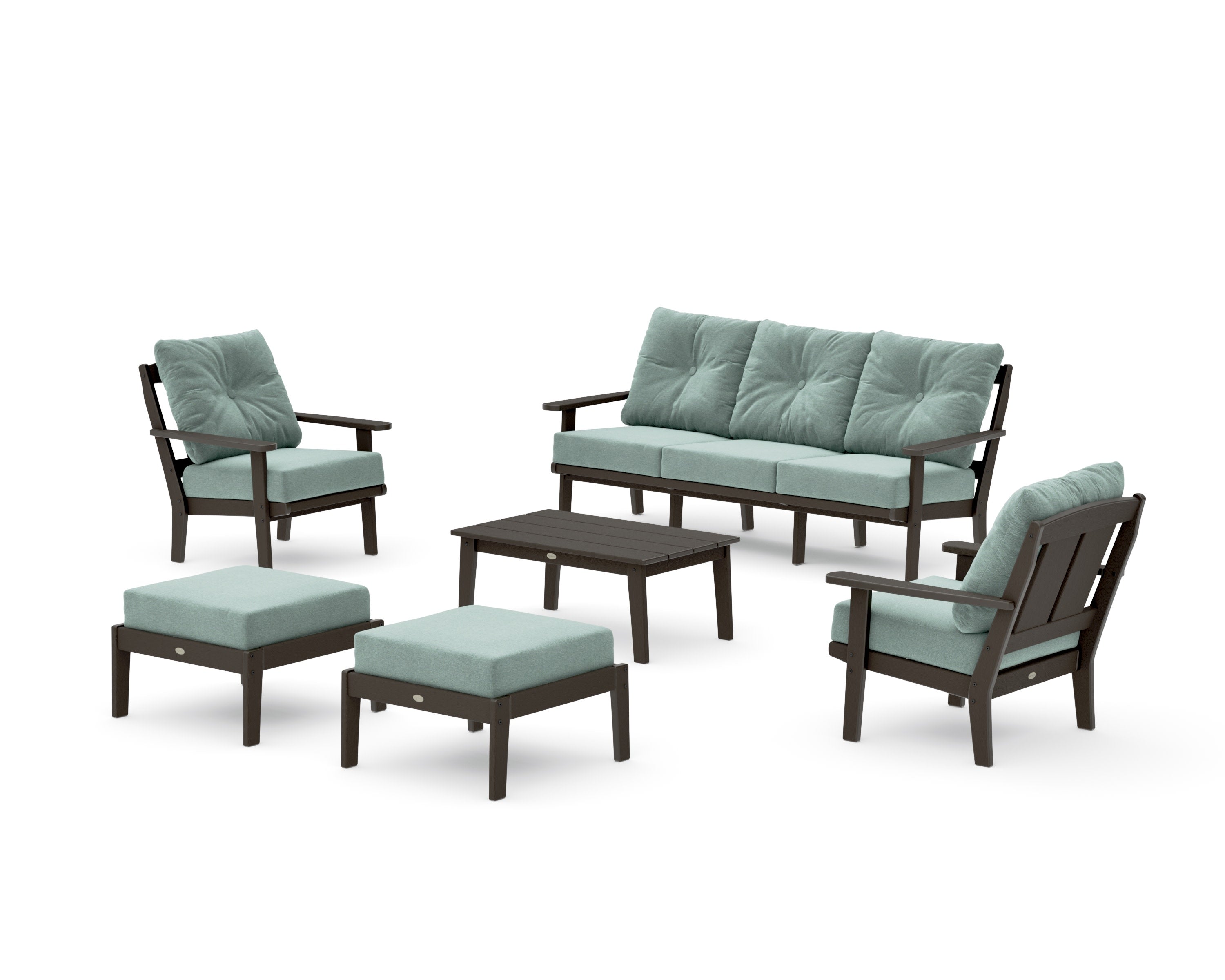 Mission 6-Piece Lounge Sofa Set in Vintage Coffee / Glacier Spa