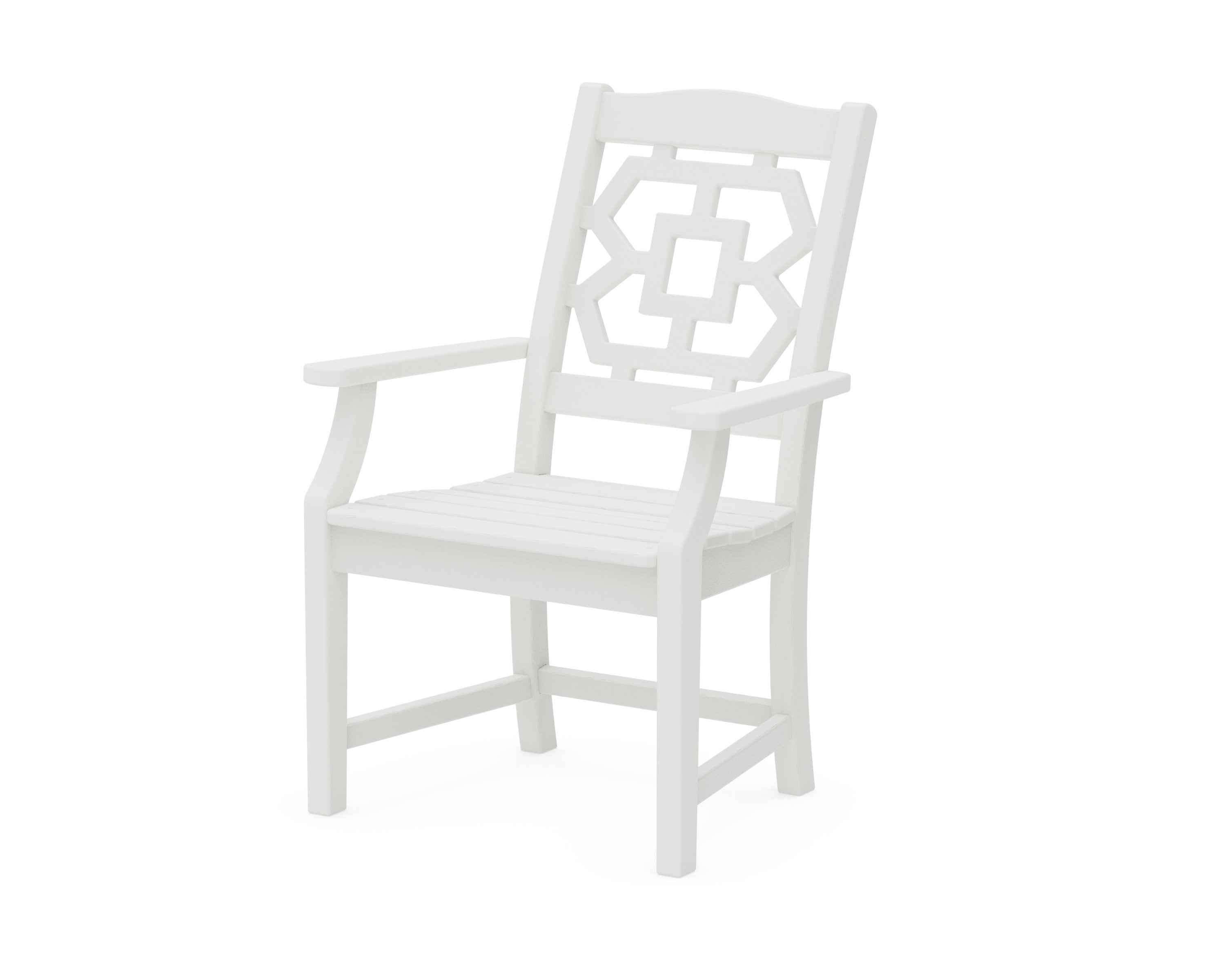 Chinoiserie Dining Arm Chair in Vintage White