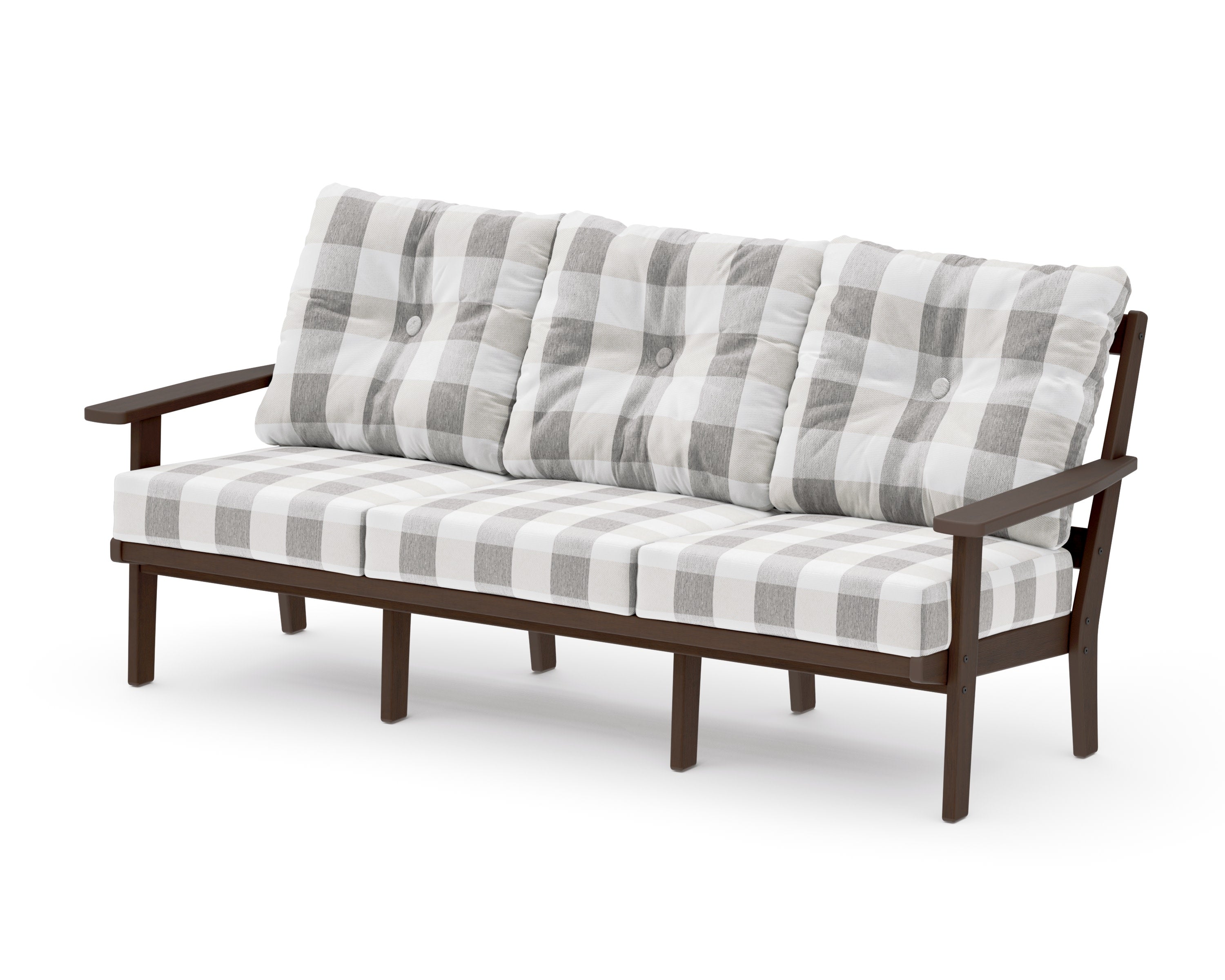 PrairieDeep Seating Sofa in Kona / Buffalo Plaid Grey Mist