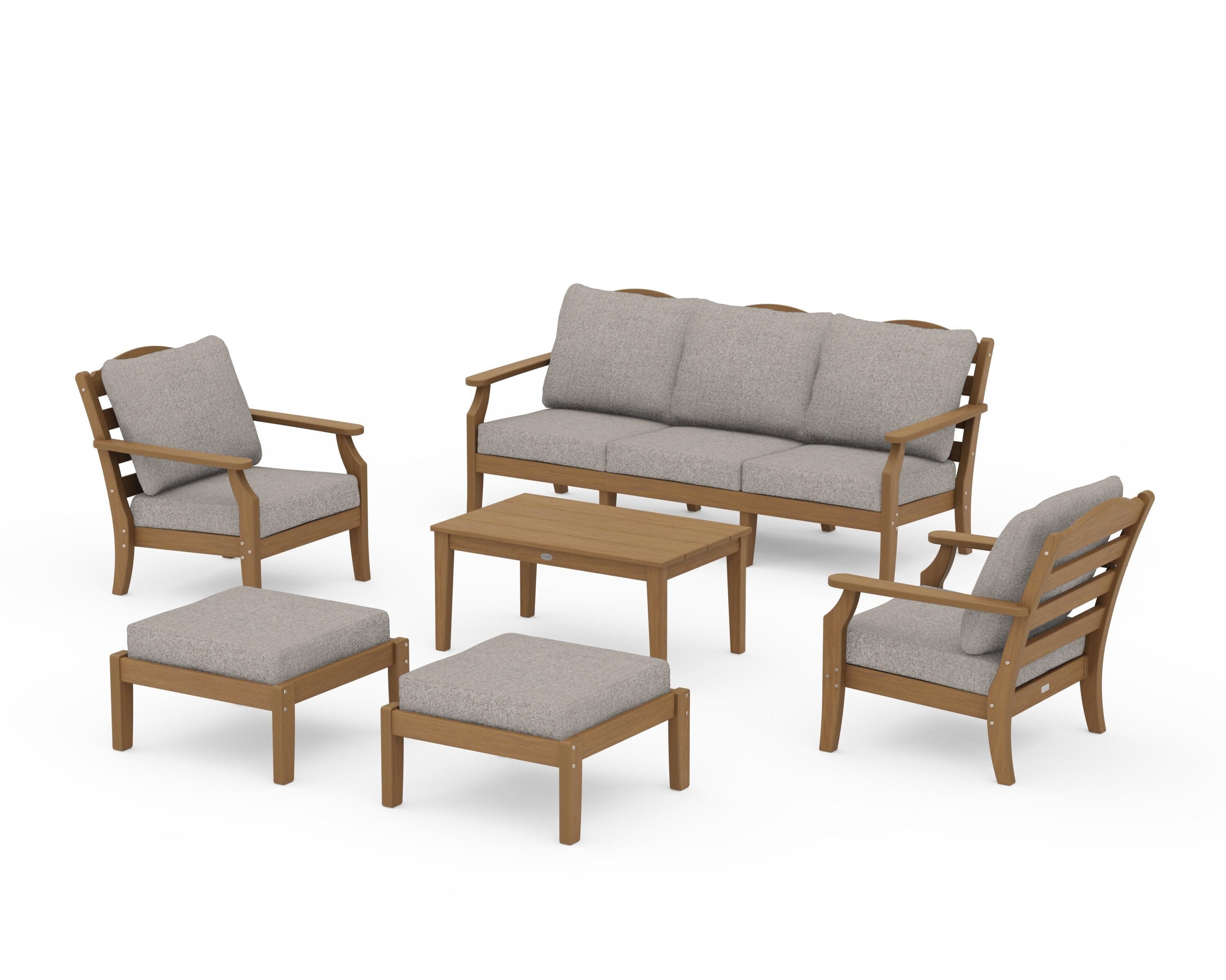 Savannah 6-Piece Lounge Sofa Set in Natural / Weathered Tweed
