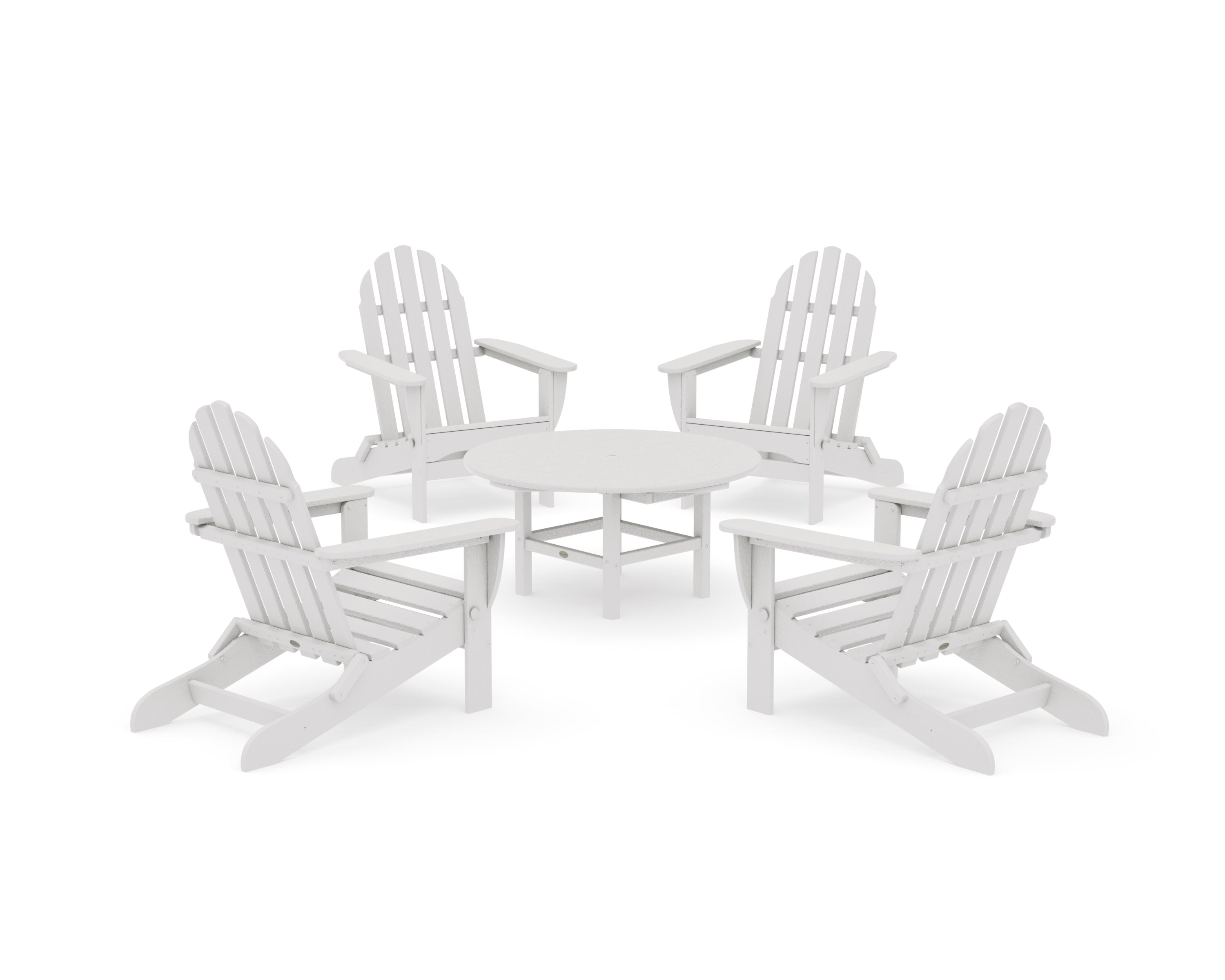 Classic Folding Adirondack 5-Piece Conversation Group in Vintage White