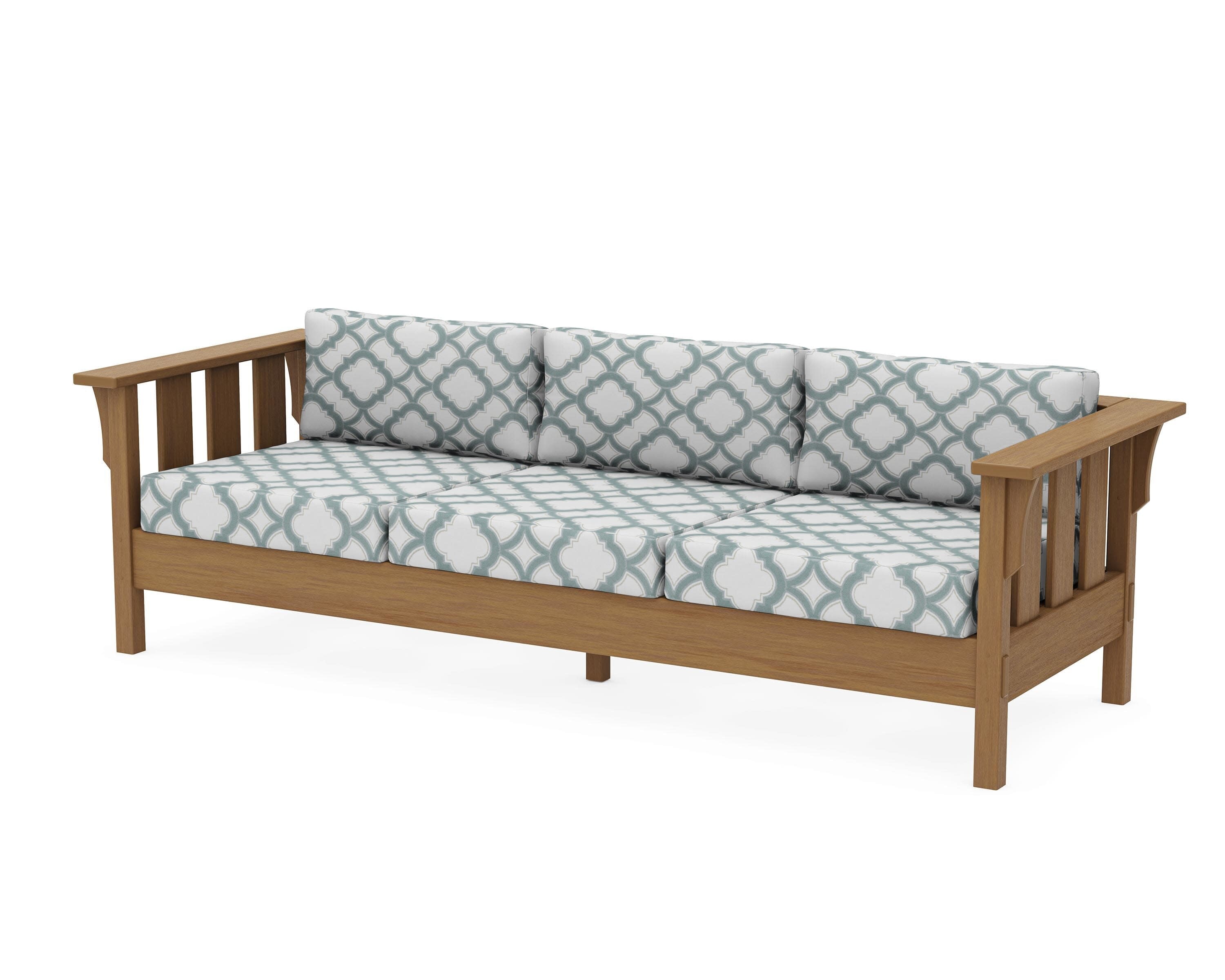 Acadia Deep Seating Sofa in Natural / Trellis Glacier Spa