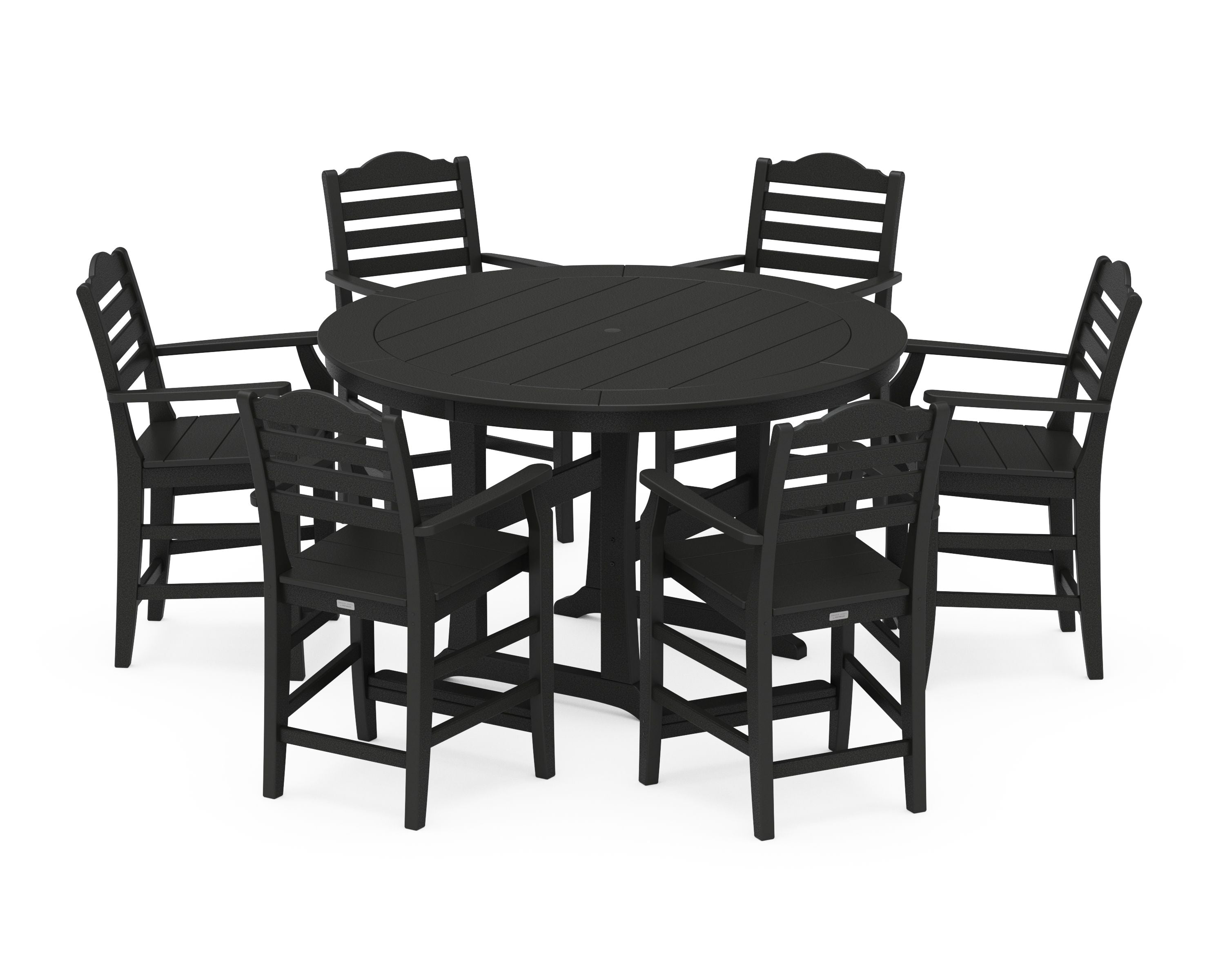 Savannah 7-Piece Arm Chair Round Counter Set in Black