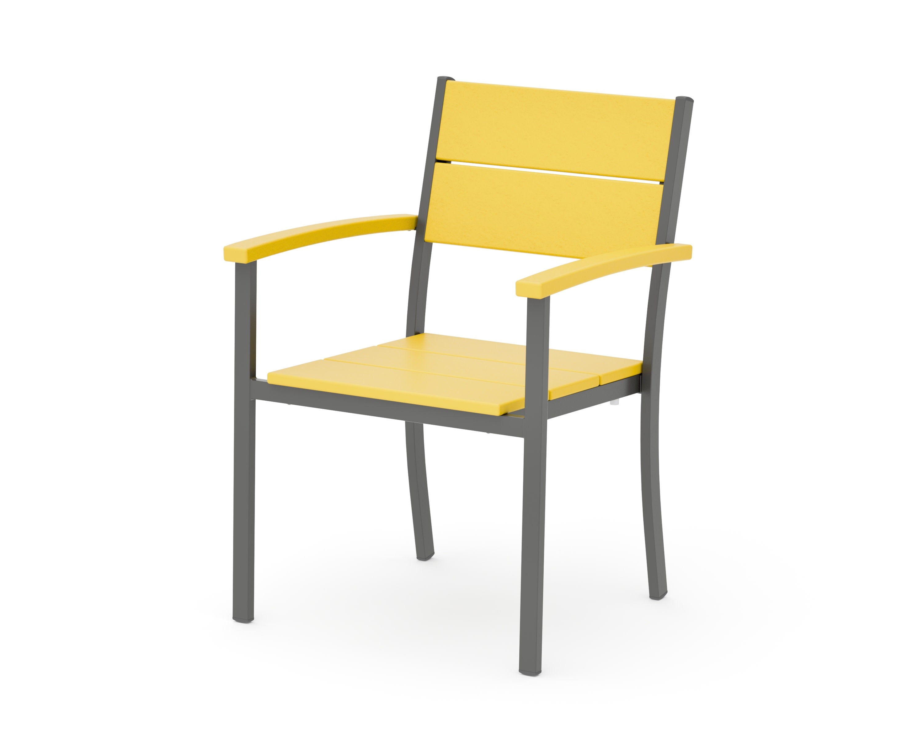 Main Street Stacking Dining Arm Chair in Charcoal / Lemon