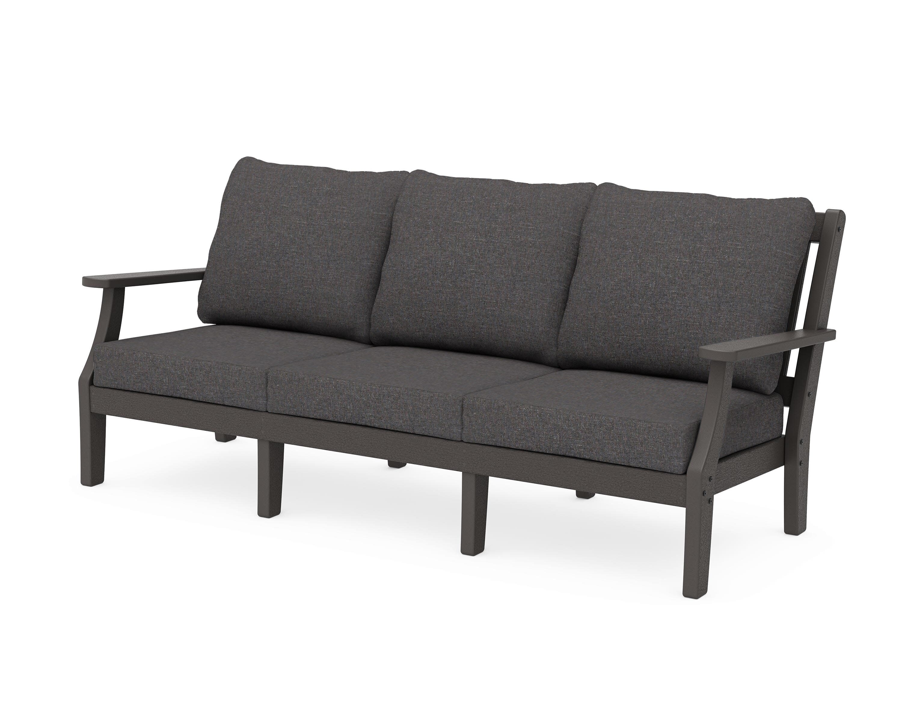 Chinoiserie Deep Seating Sofa in Vintage Coffee / Ash Charcoal