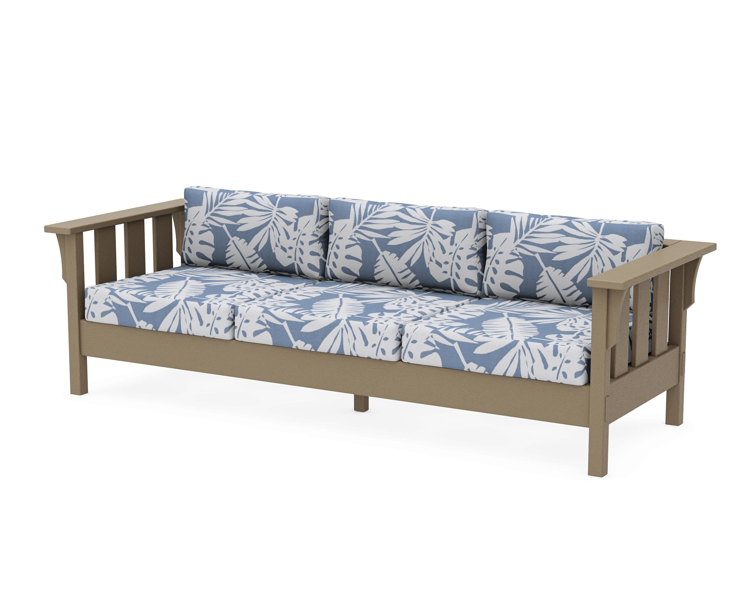 Acadia Deep Seating Sofa in Vintage Sahara / Leaf Sky Blue