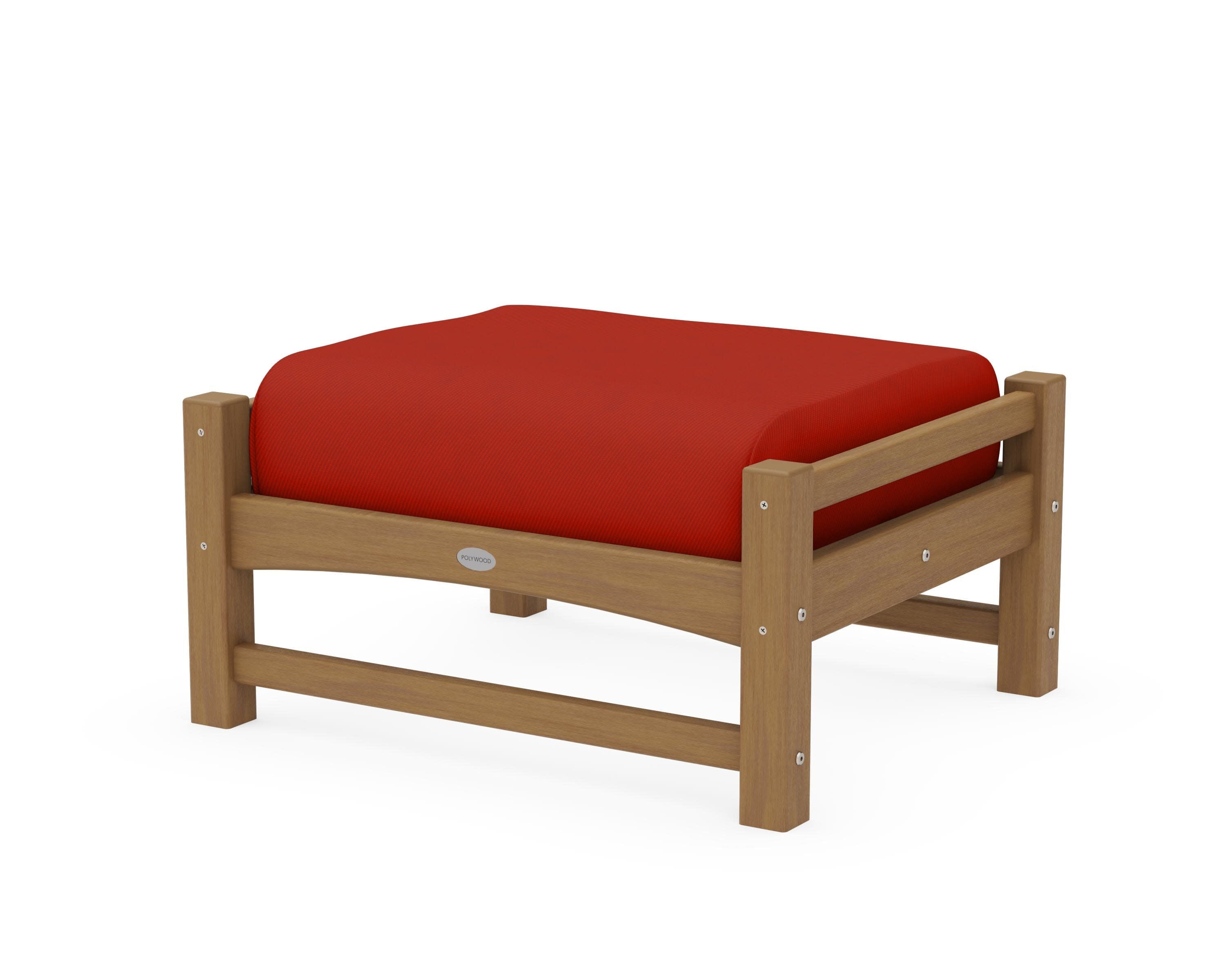 Club Ottoman in Natural / Canvas Jockey Red
