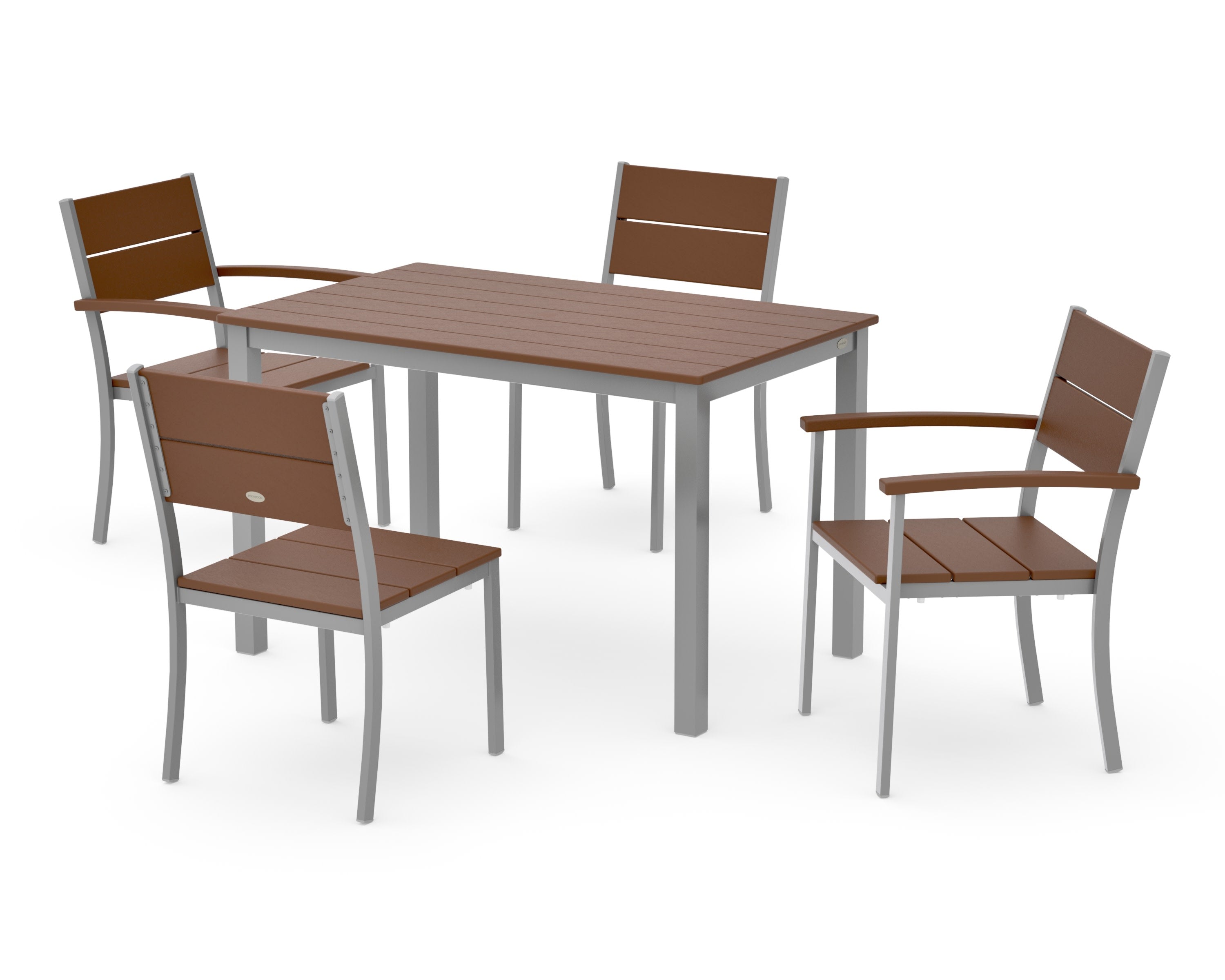 Main Street 5-Piece Dining Set in Silver / Teak
