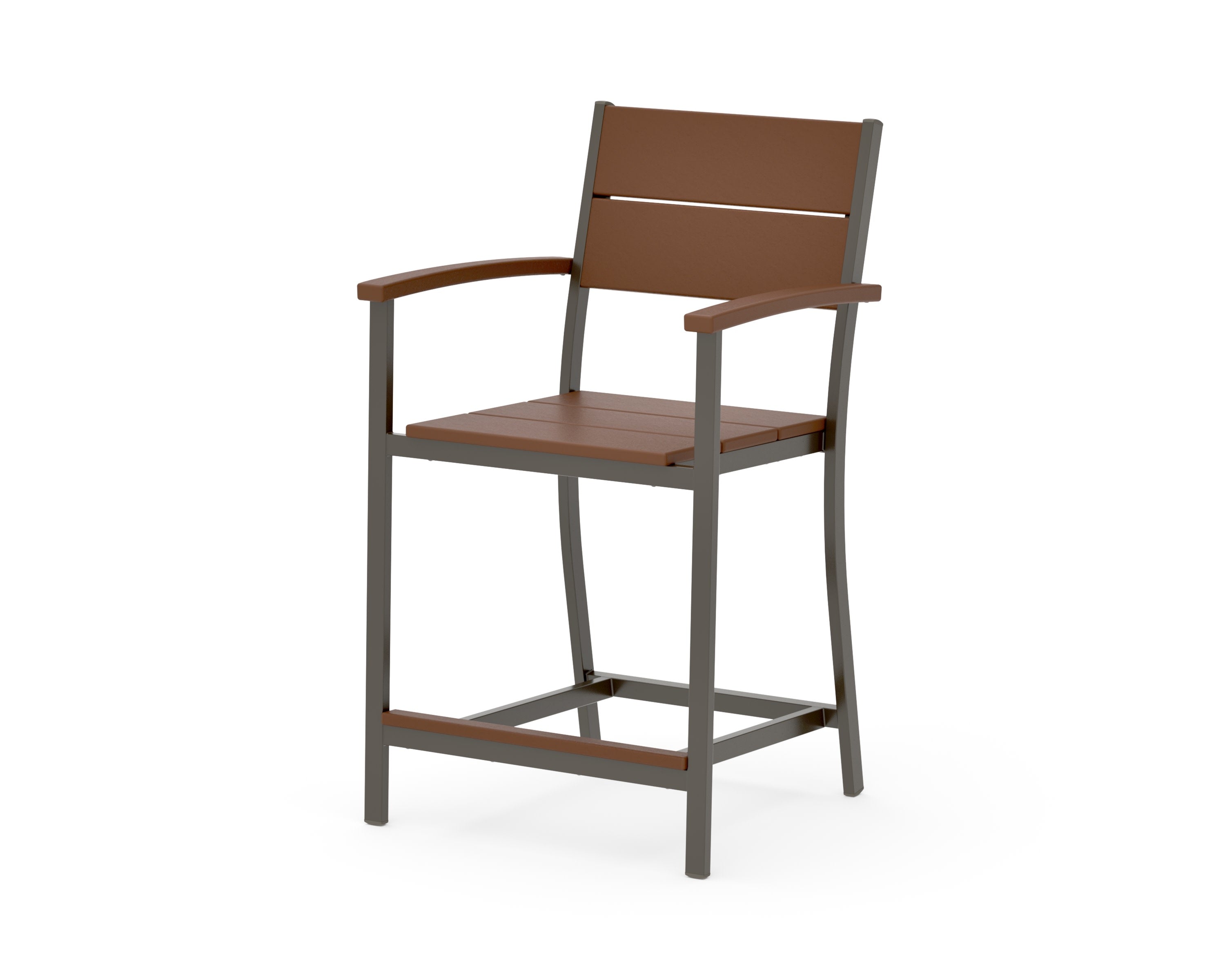 Main Street Counter Arm Chair in Bronze / Teak