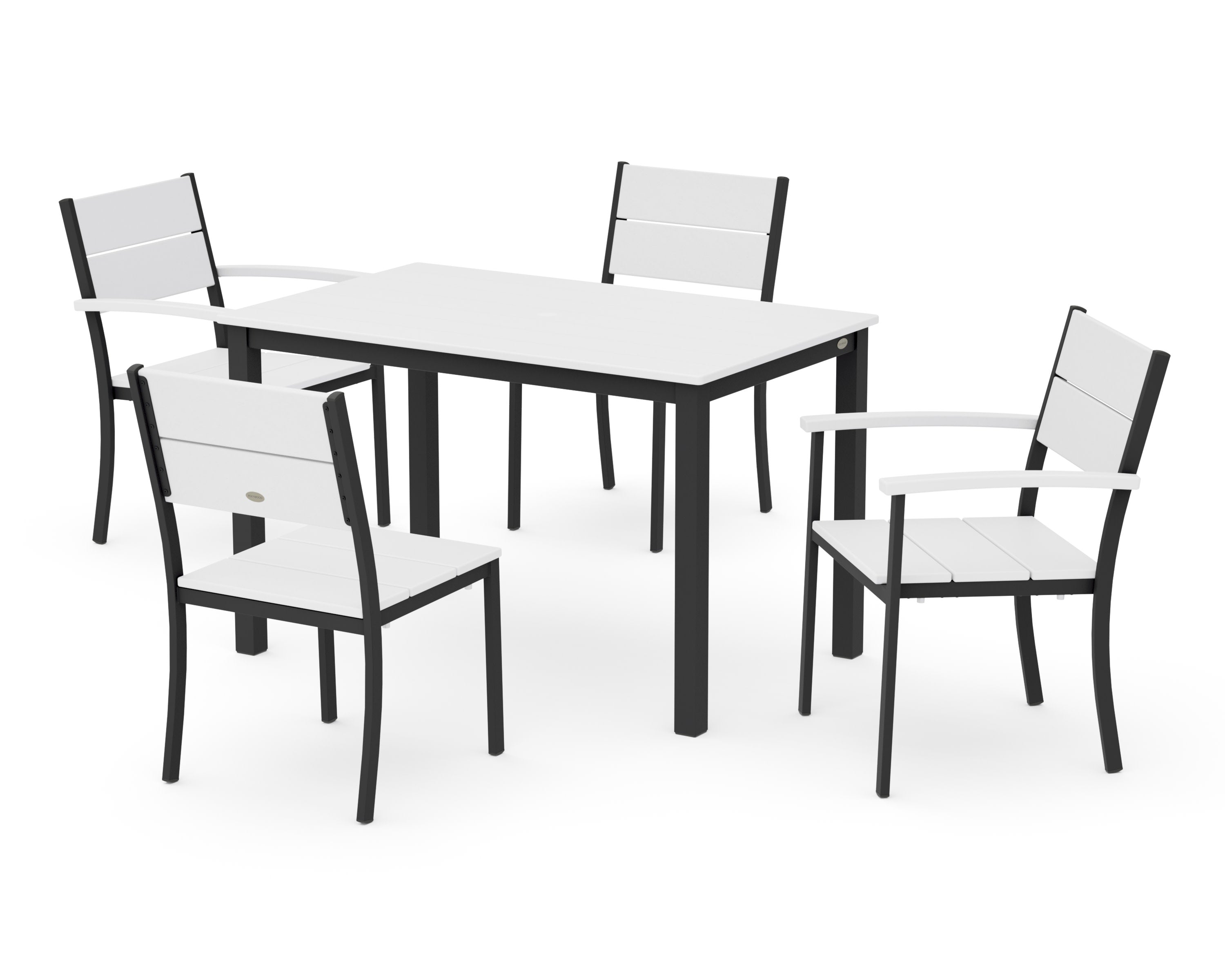 Main Street 5-Piece Dining Set in Black / White