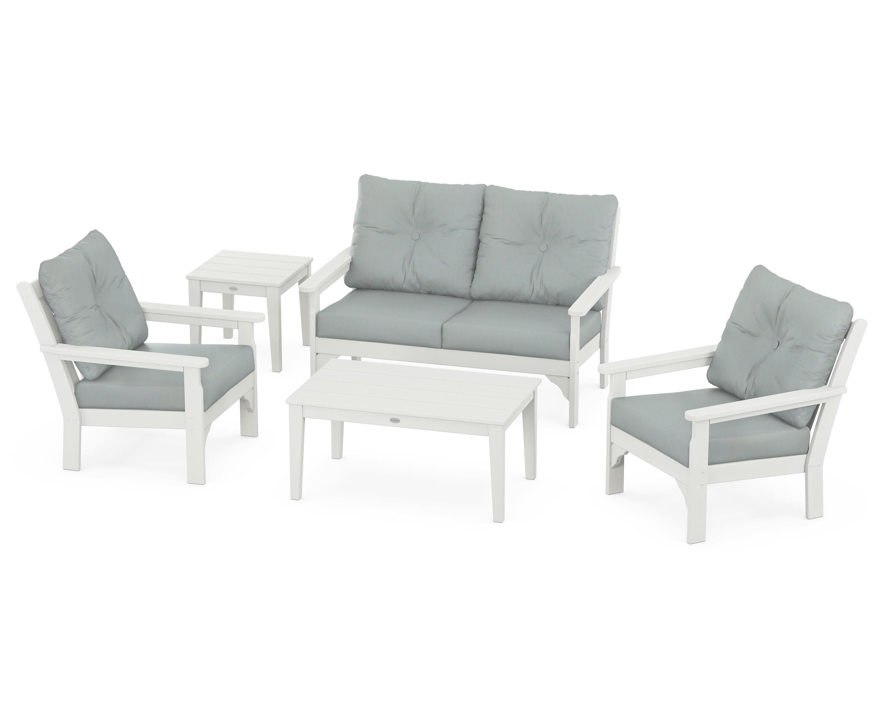 Vineyard 5-Piece Deep Seating Set in Vintage White / Spa