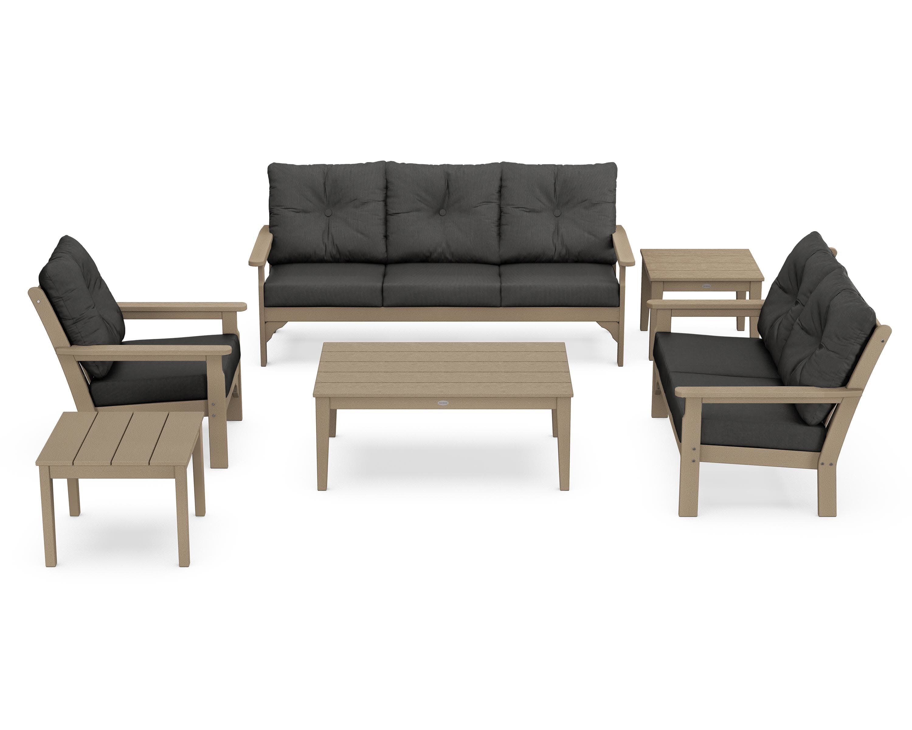 Vineyard 6-Piece Deep Seating Set in Vintage Sahara / Spectrum Carbon