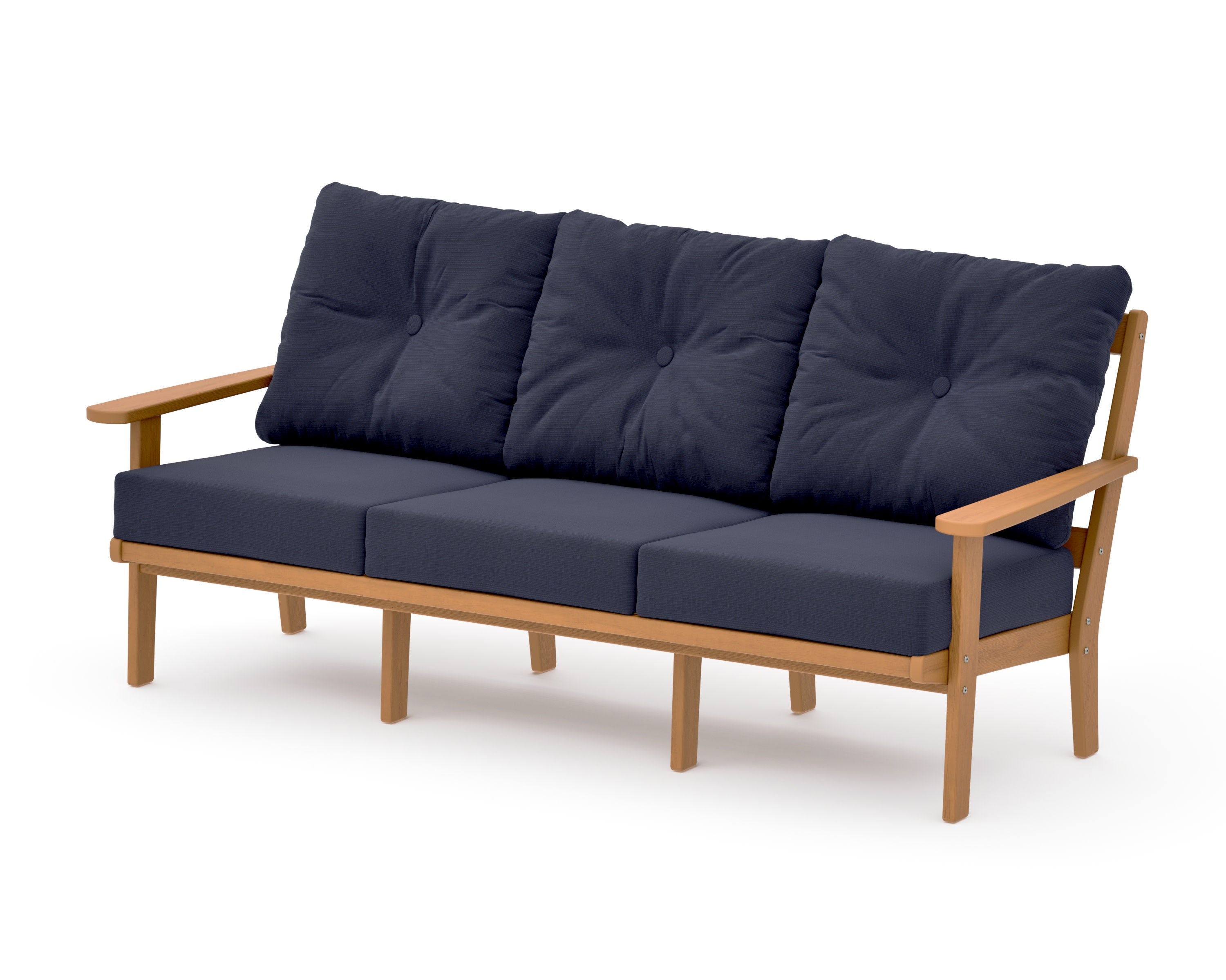 Mission Deep Seating Sofa in Natural / Navy Linen