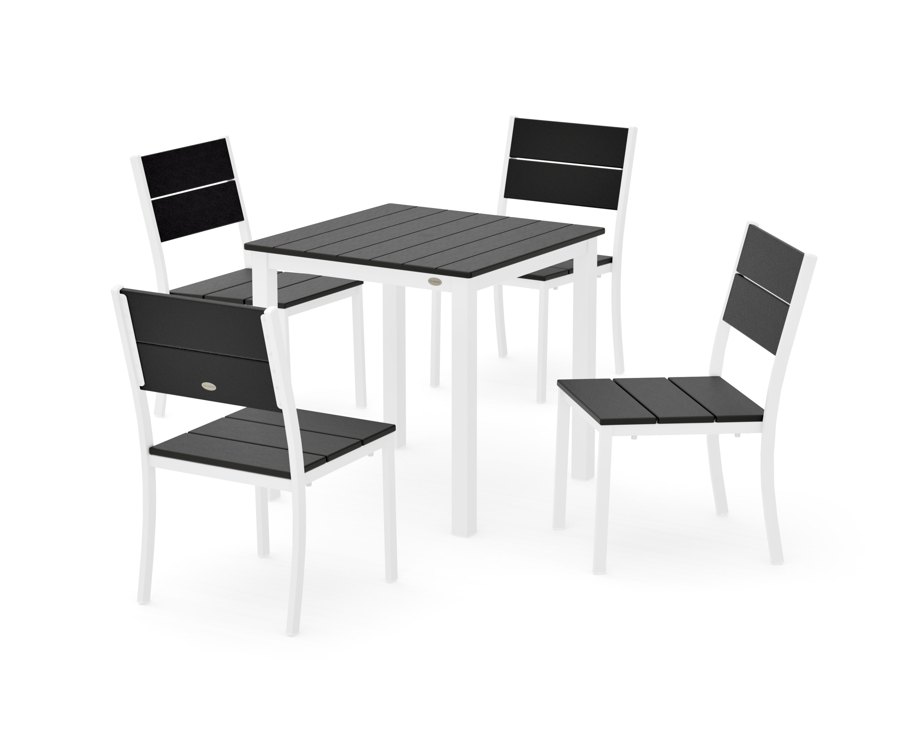 Main Street 5-Piece Square Dining Set- Small in White / Black