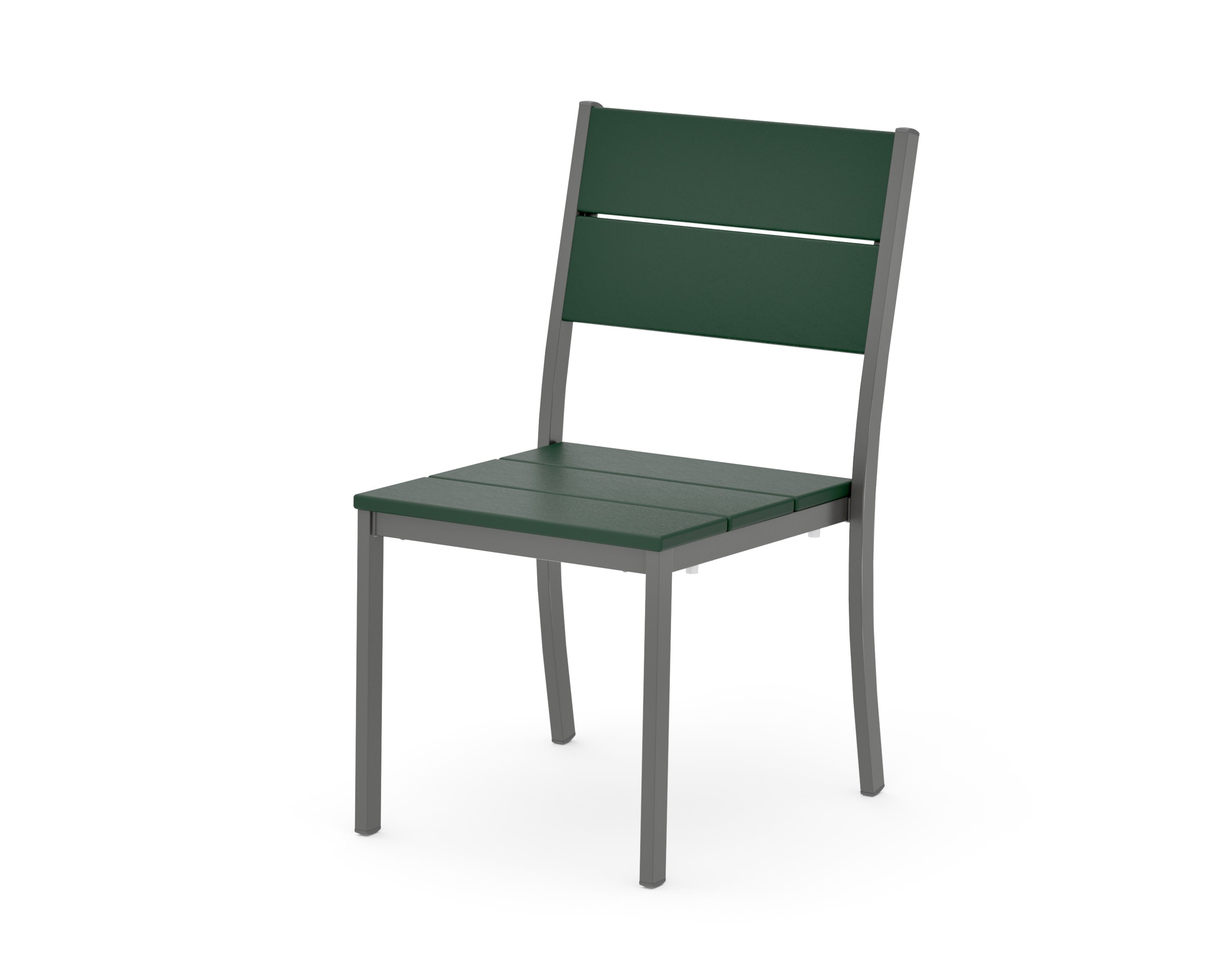 Main Street Stacking Dining Side Chair in Charcoal / Green