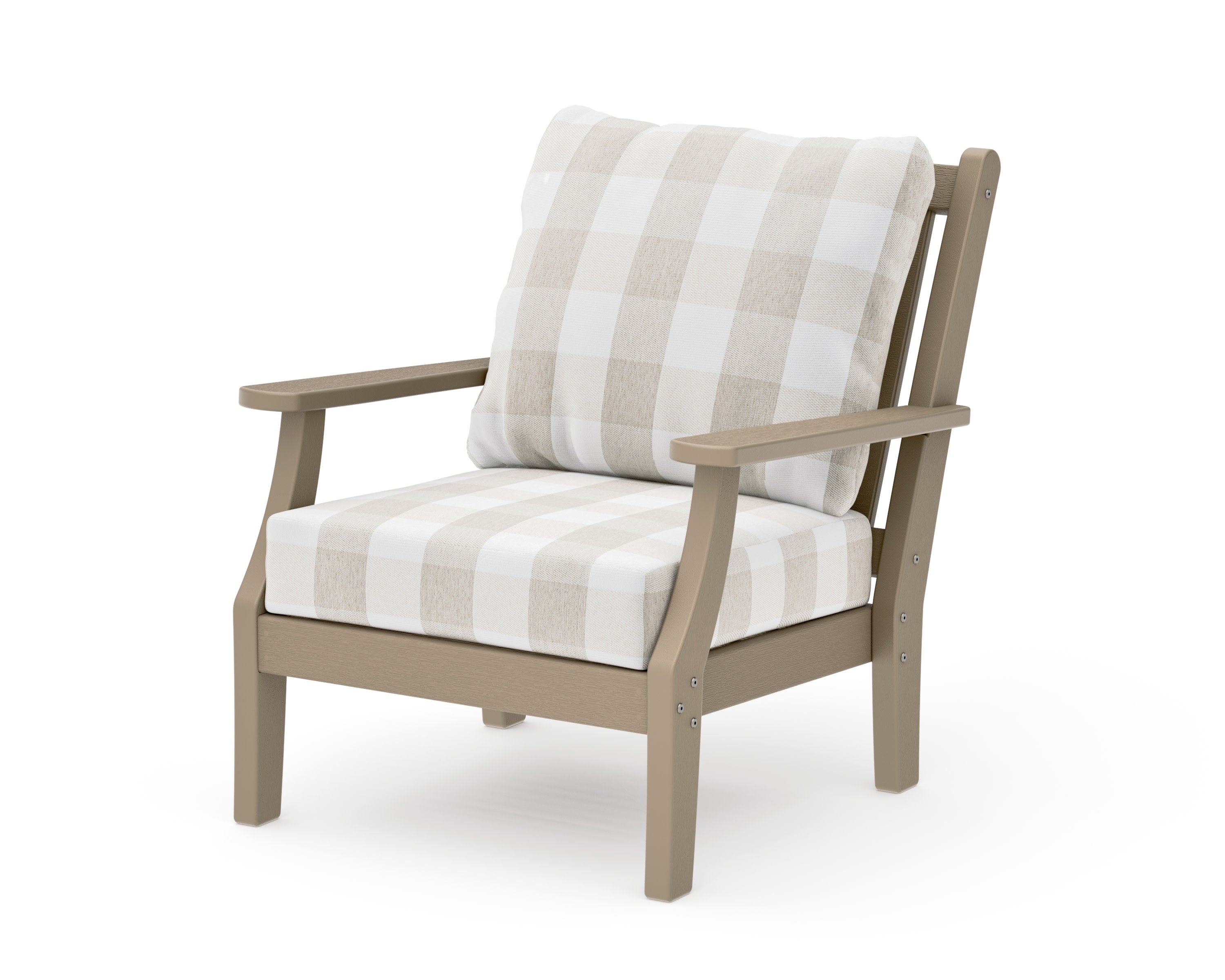 Wovendale Deep Seating Chair in Vintage Sahara / Buffalo Plaid Dune Burlap