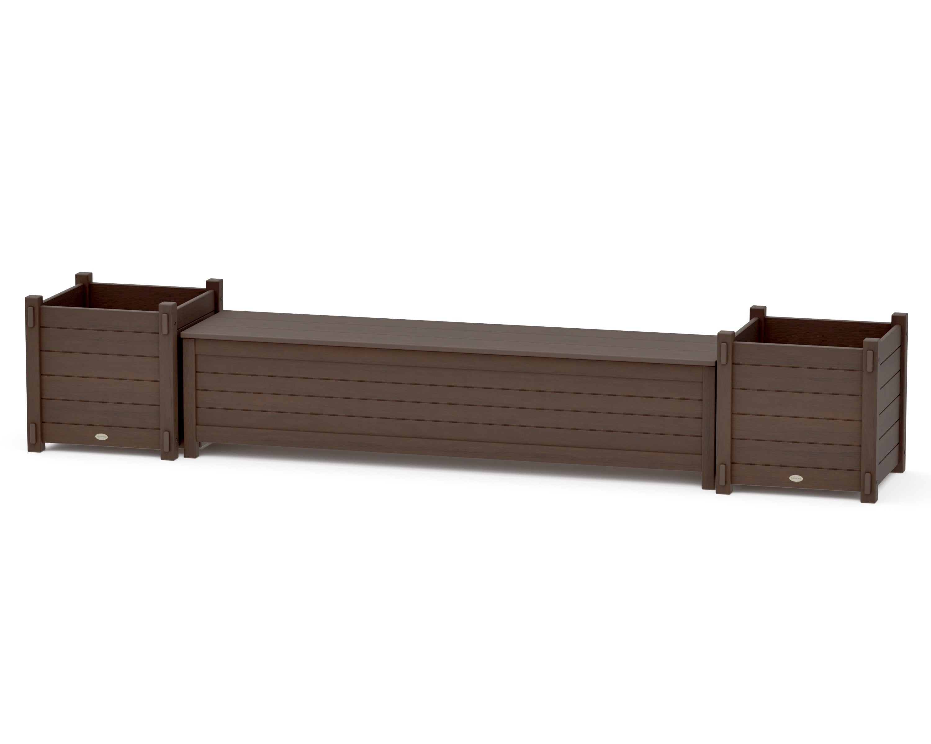 72" Nautical Straight Planter Storage Bench Set- Large in Kona