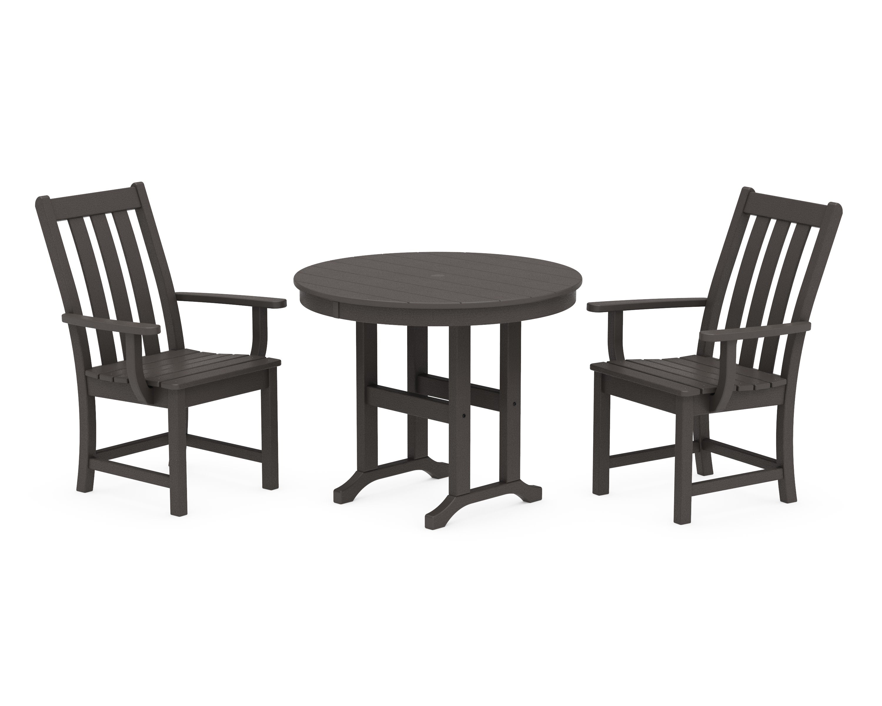 Vineyard 3-Piece Round Dining Set in Vintage Coffee