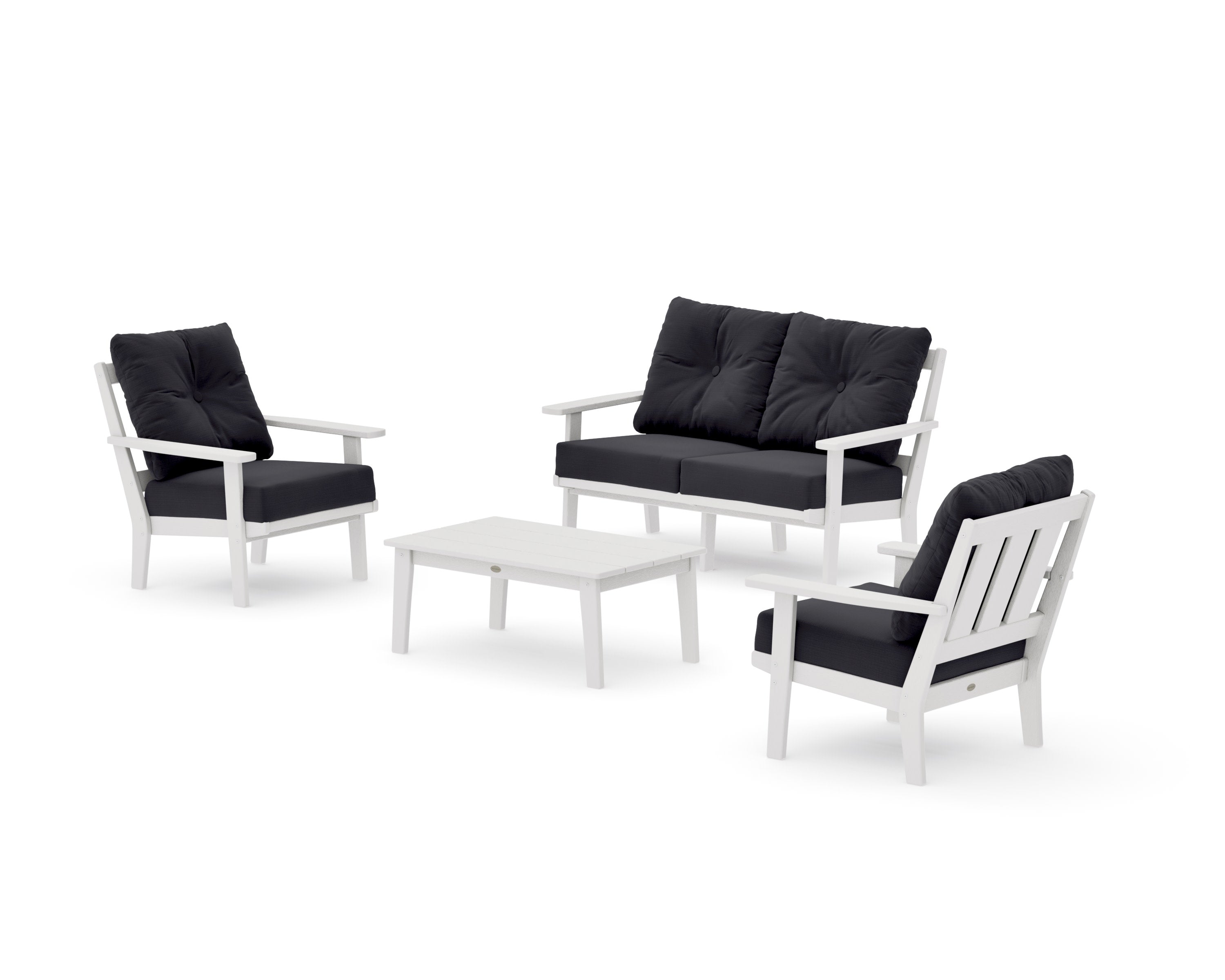 Oxford 4-Piece Deep Seating Set with Loveseat in Vintage White / Midnight Linen