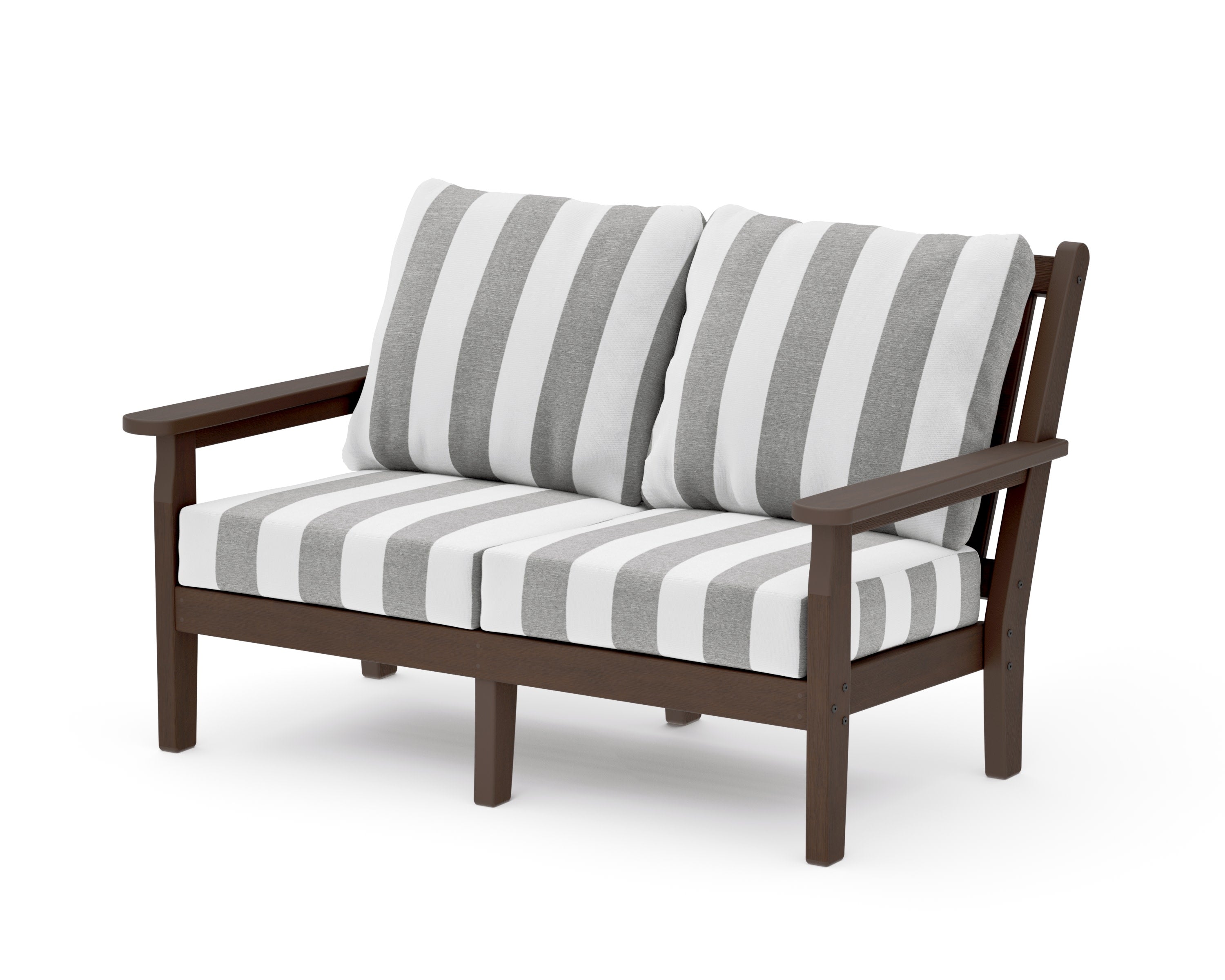 Chippendale Deep Seating Loveseat in Kona / Cabana Stripe Grey Mist