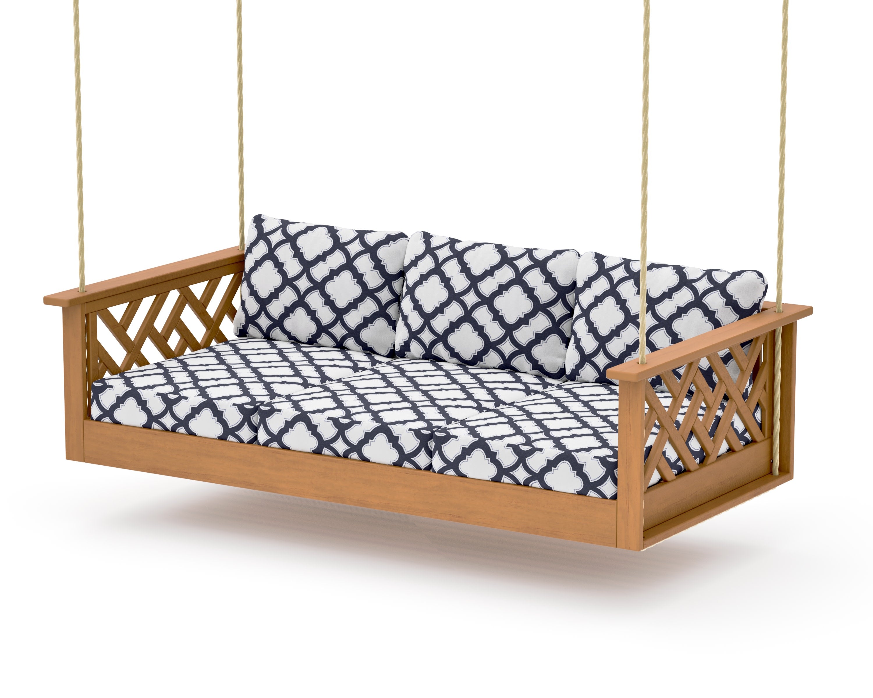 Chippendale Daybed Swing in Natural / Trellis Navy