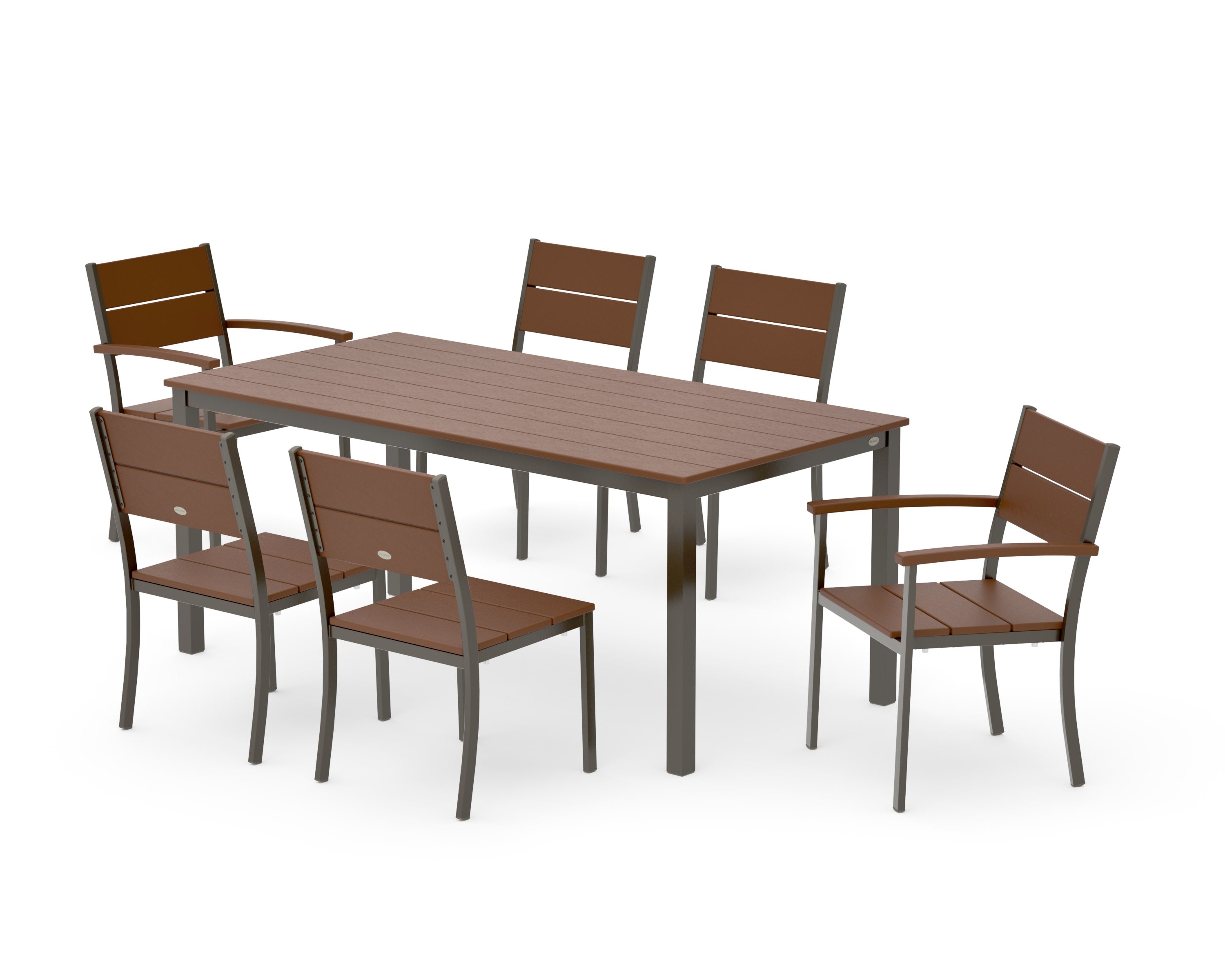 Main Street 7-Piece Dining Set in Bronze / Teak