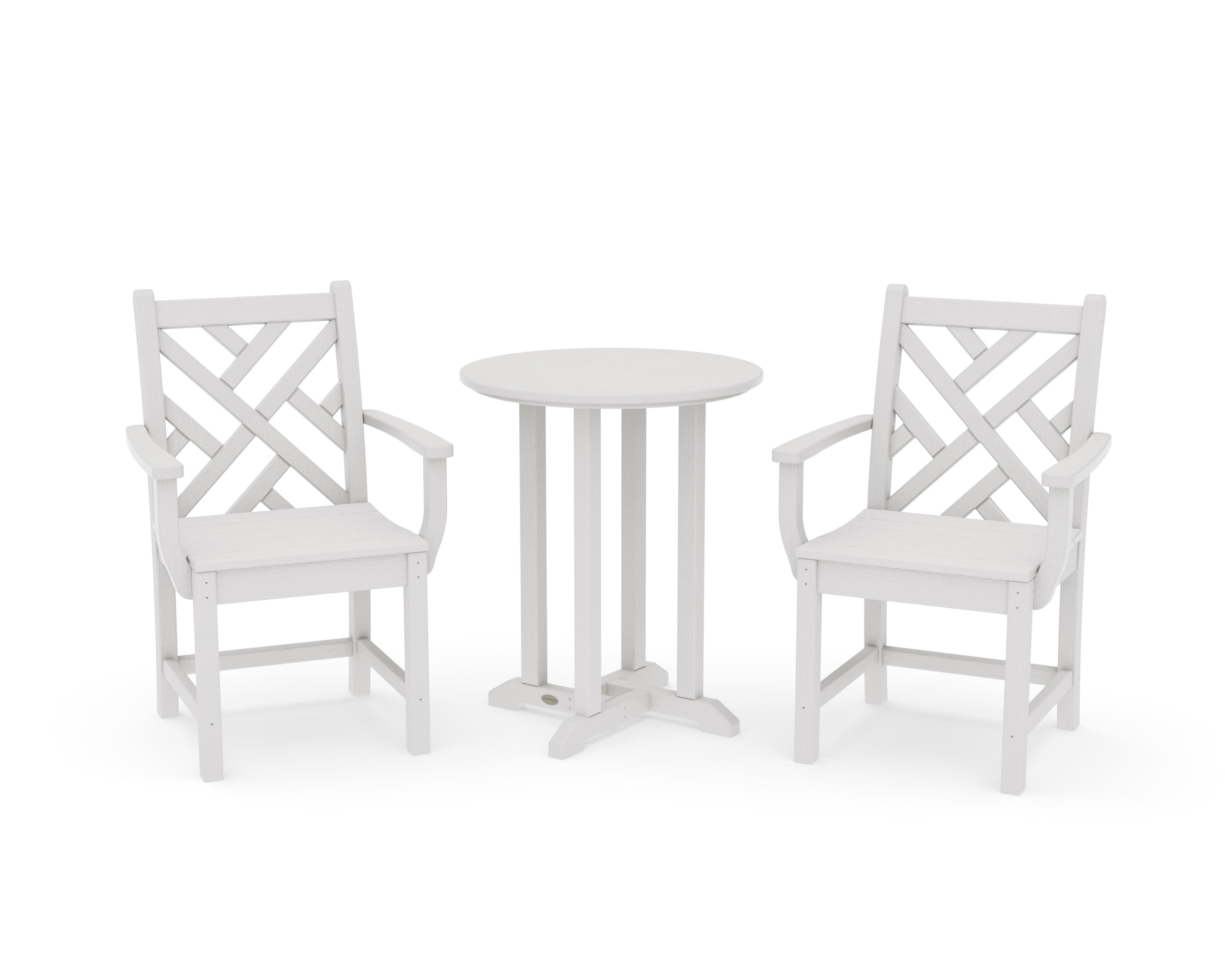 Chippendale 3-Piece Round Bistro Dining Set in Vintage White