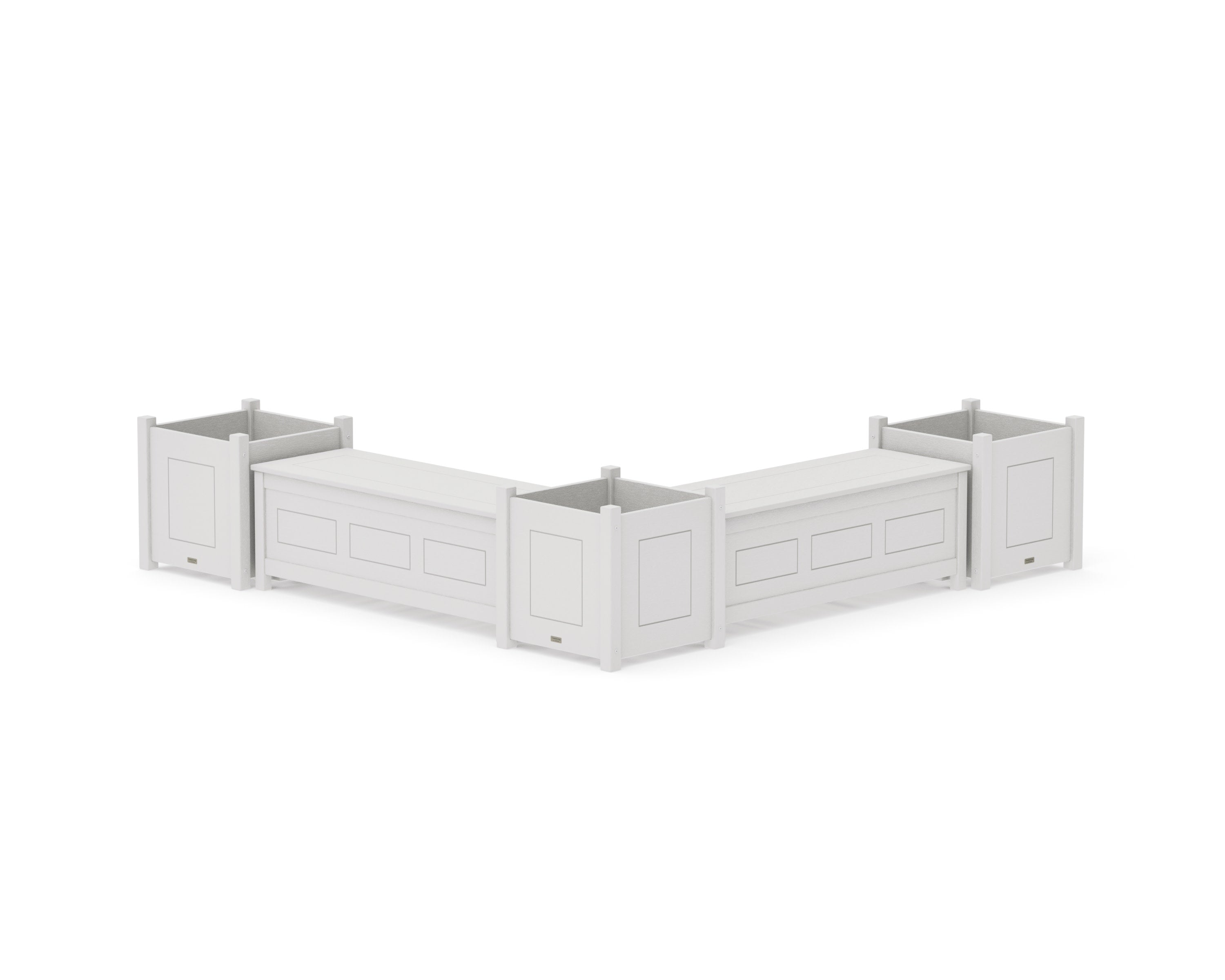 48" Country Living L- Shaped Planter Storage Bench Corner Set- Large in Vintage White