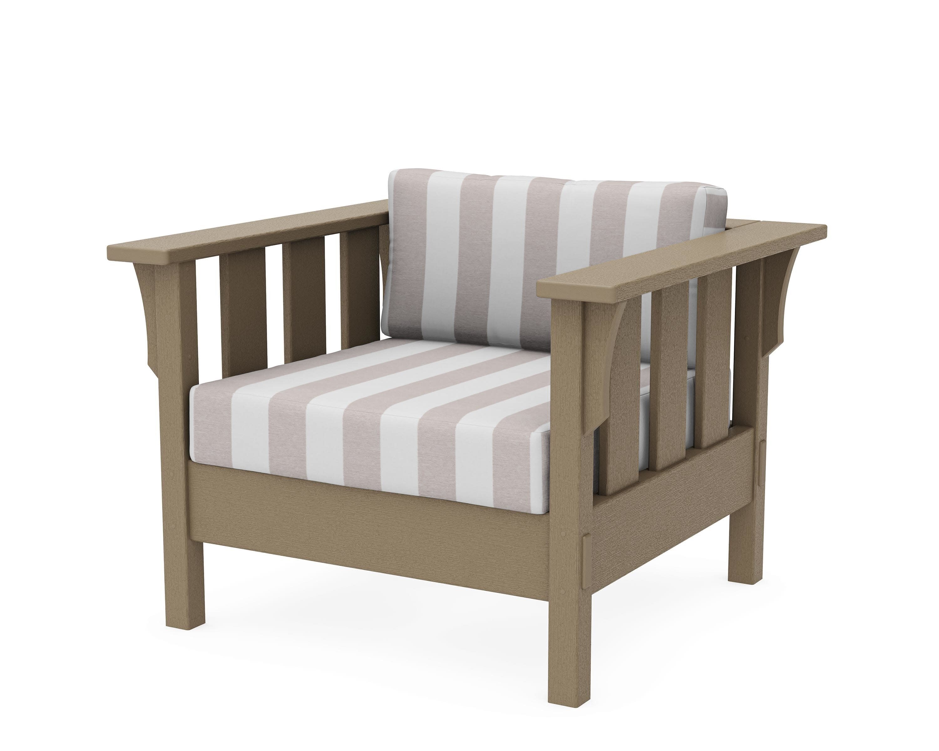 Acadia Deep Seating Chair in Vintage Sahara / Cabana Stripe Dune Burlap