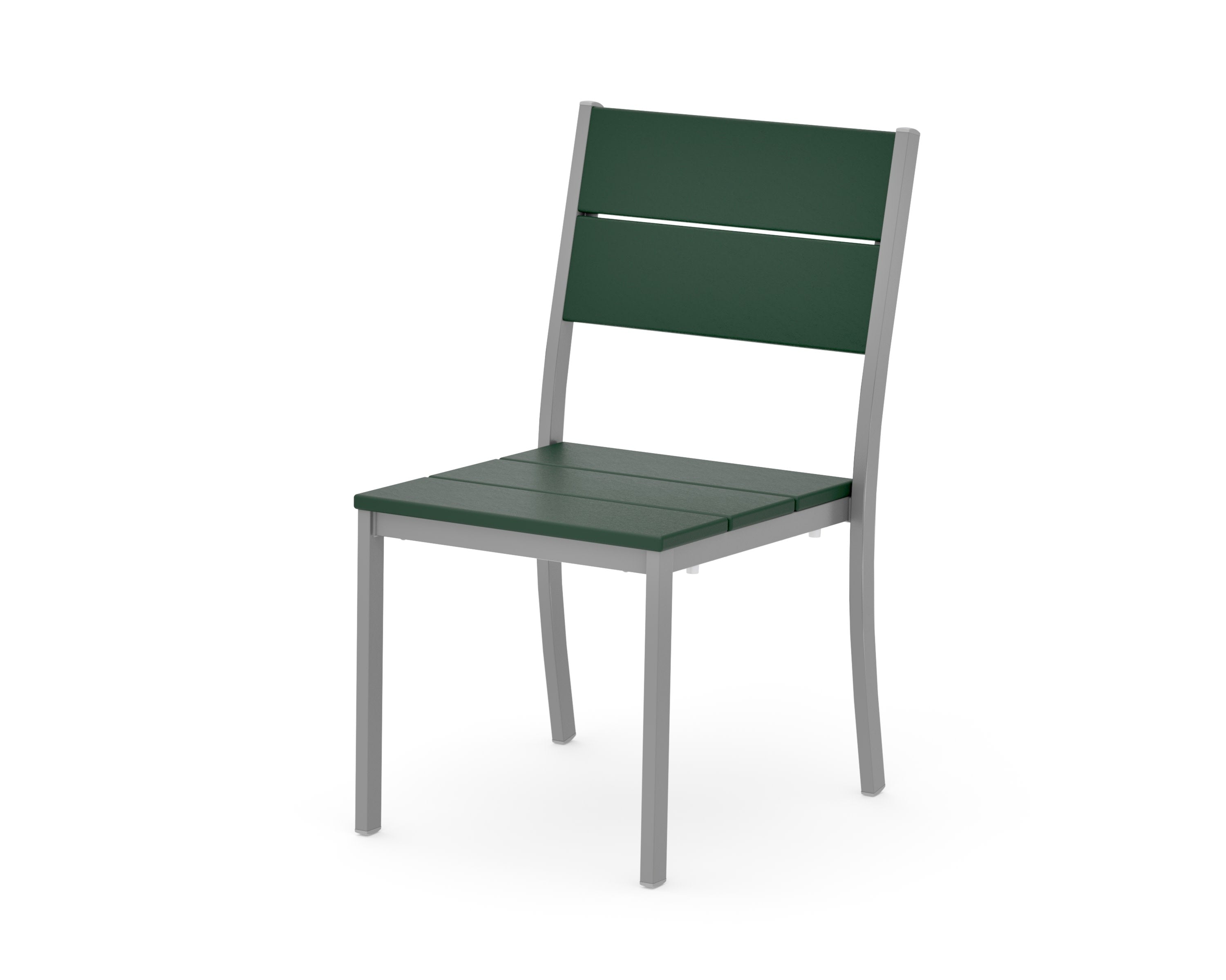 Main Street Stacking Dining Side Chair in Silver / Green