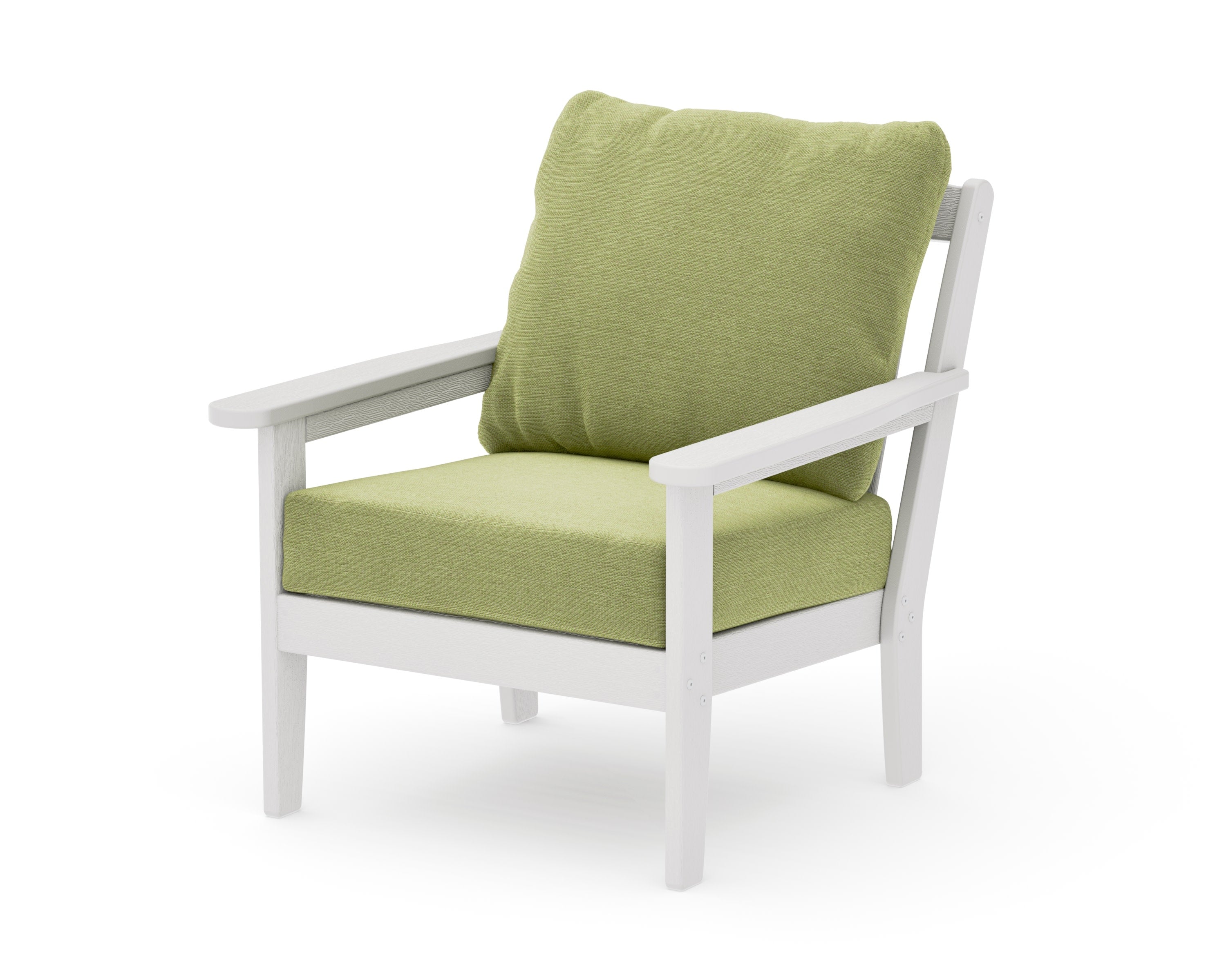 Cottage Deep Seating Chair in Vintage White / Chartreuse Boucle