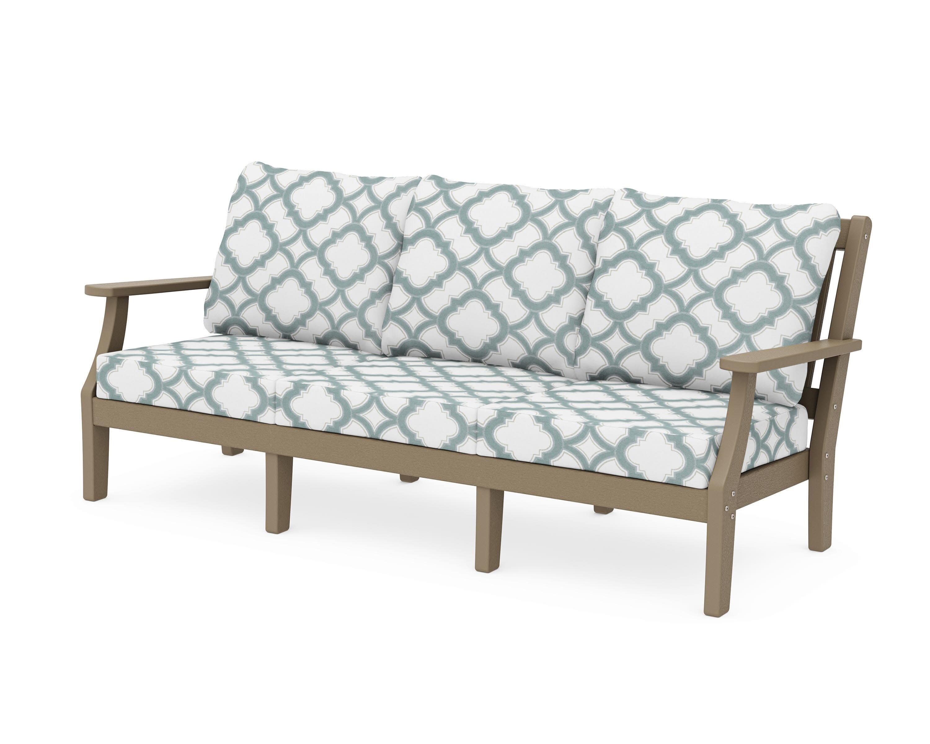 Chinoiserie Deep Seating Sofa in Vintage Sahara / Trellis Glacier Spa