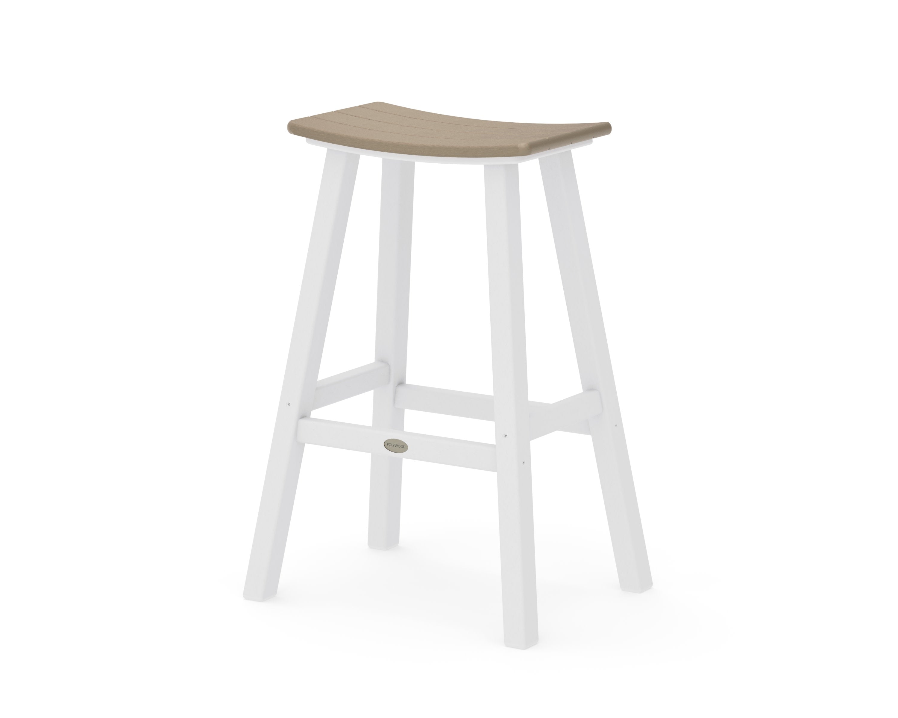 Contempo 30" Saddle Bar Stool in White / Vintage Sahara