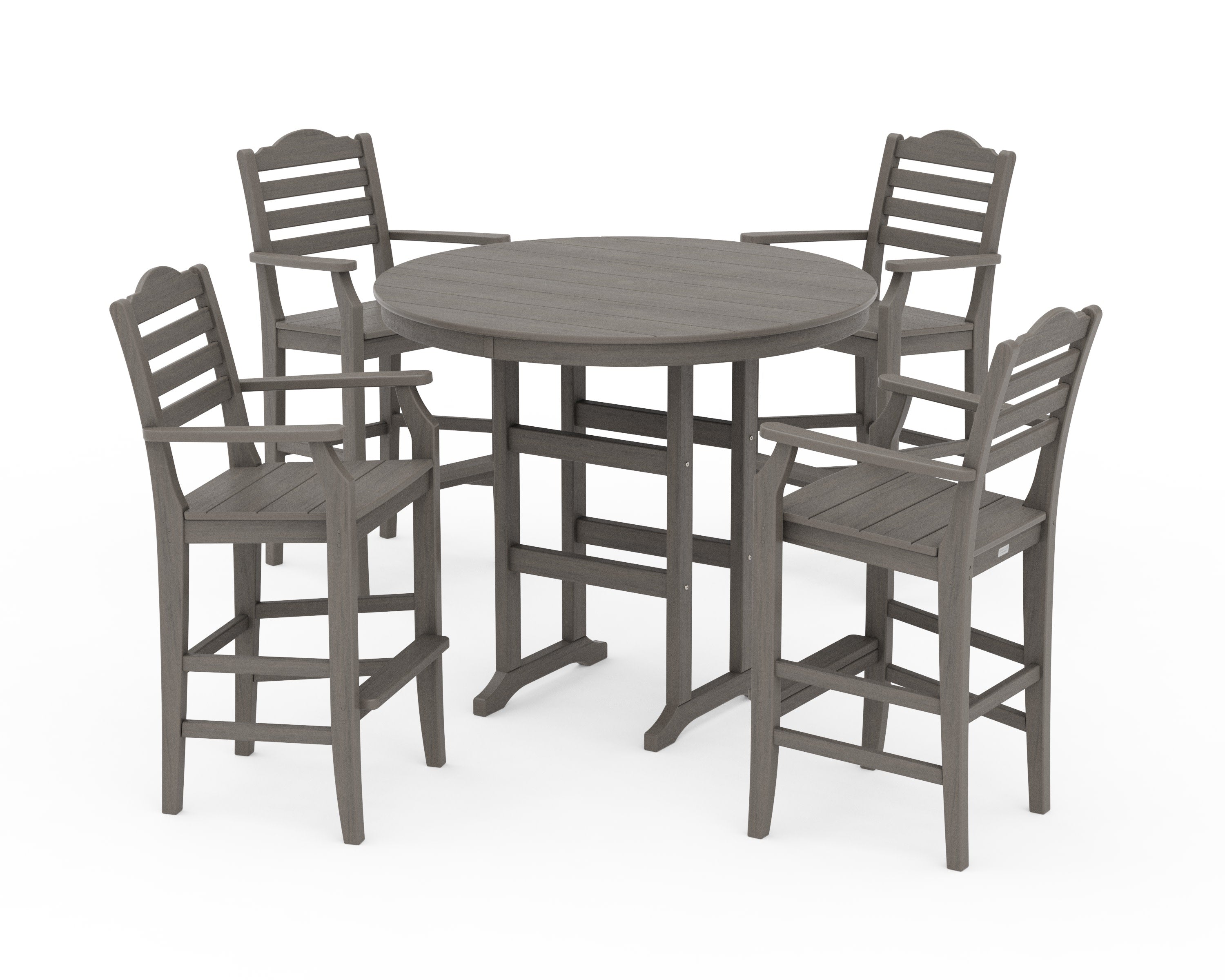 Savannah 5-Piece Round Farmhouse Bar Set in Driftwood