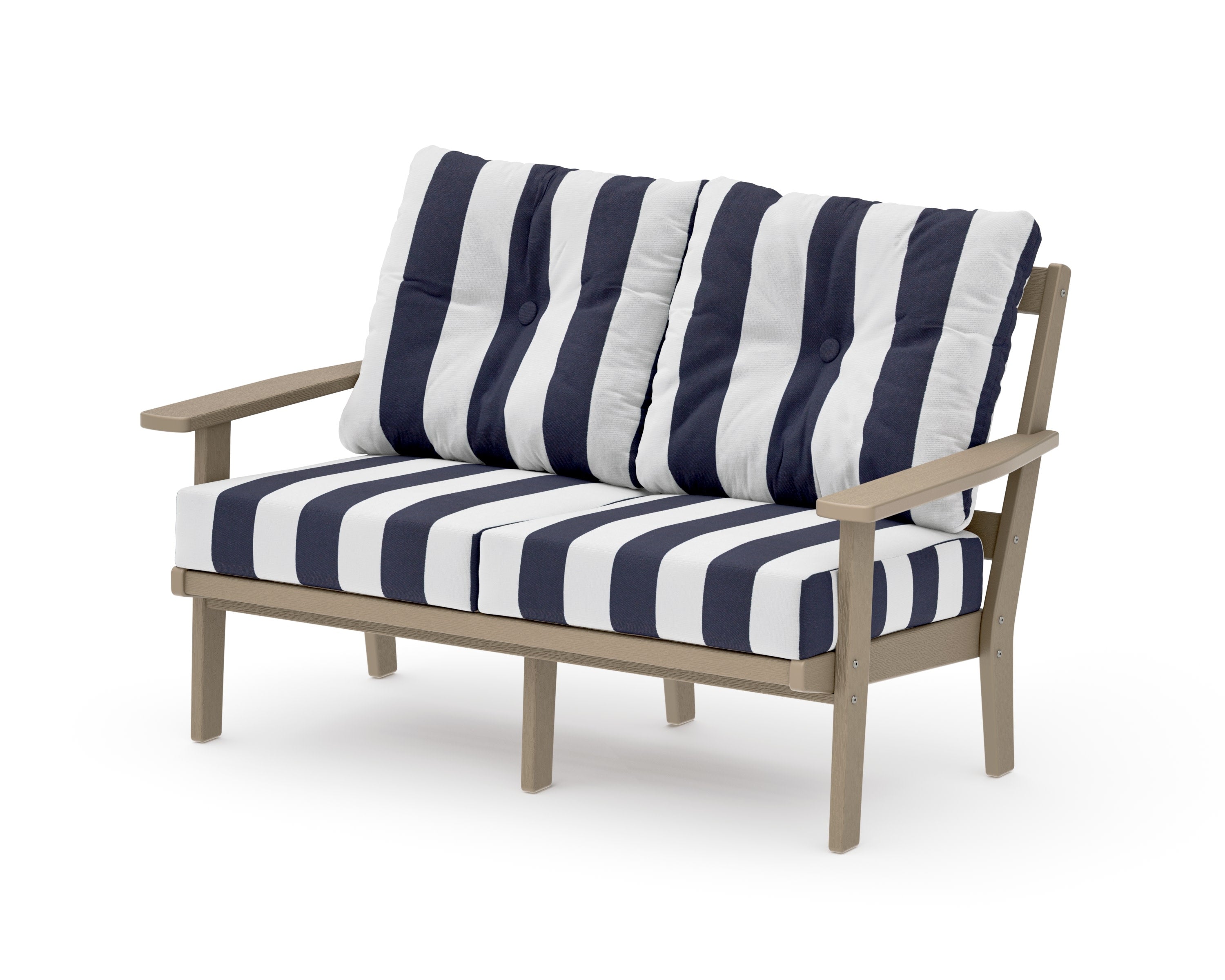 Prairie Deep SeatingLoveseat in Vintage Sahara / Cabana Stripe Navy