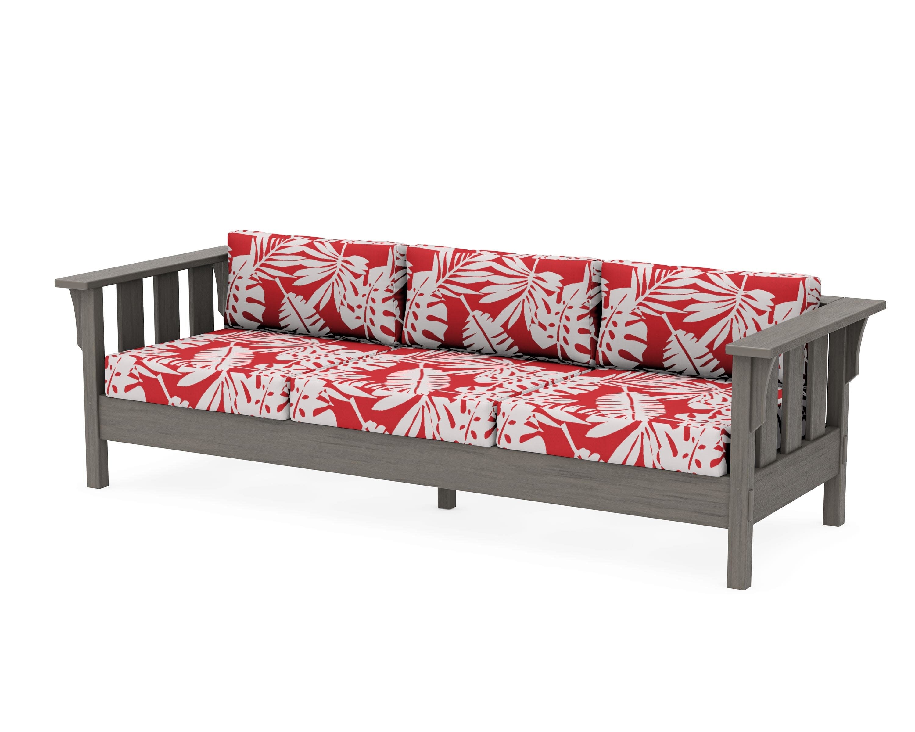 Acadia Deep Seating Sofa in Driftwood / Leaf Crimson