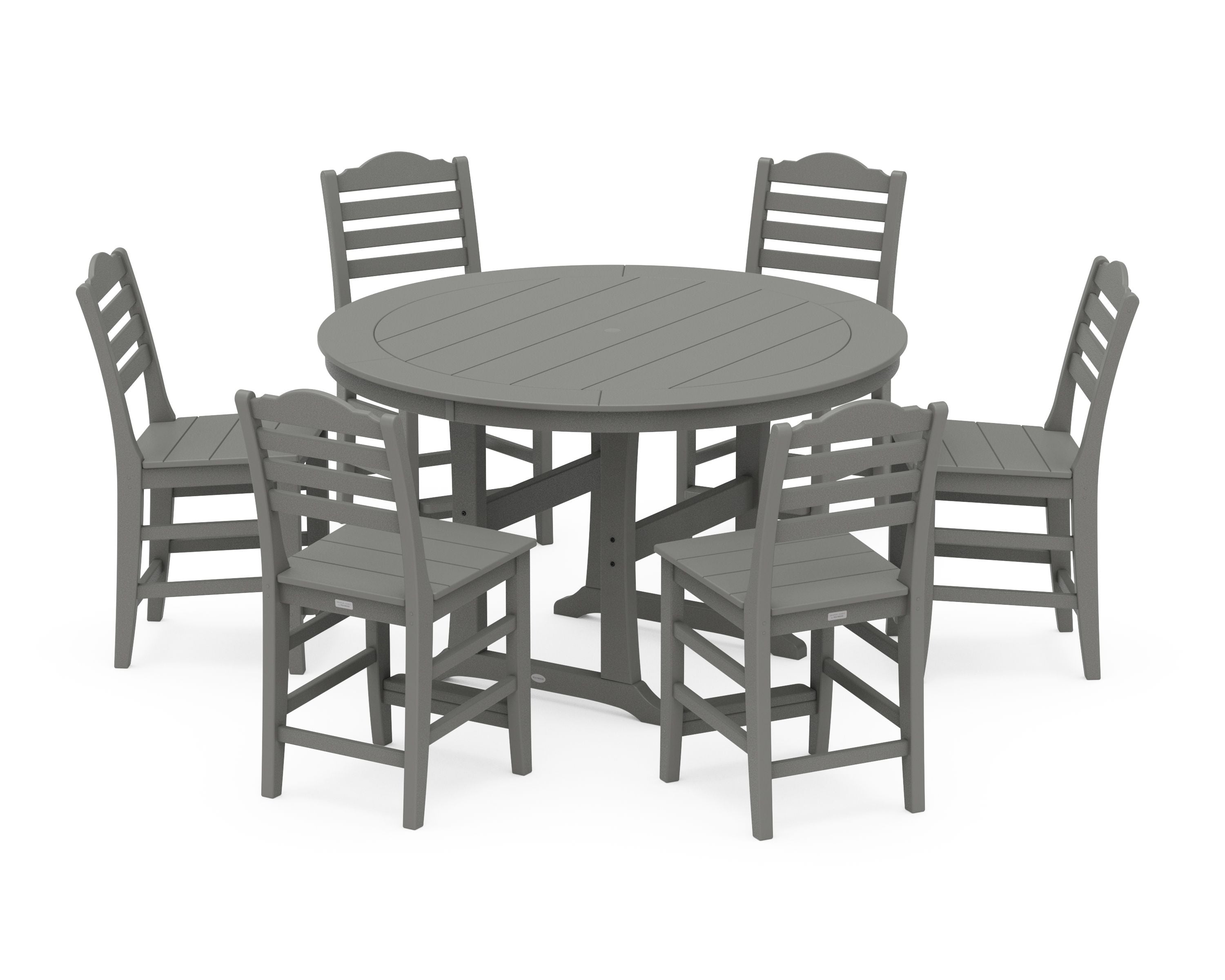 Savannah 7-Piece Side Chair Round Counter Set in Slate Grey