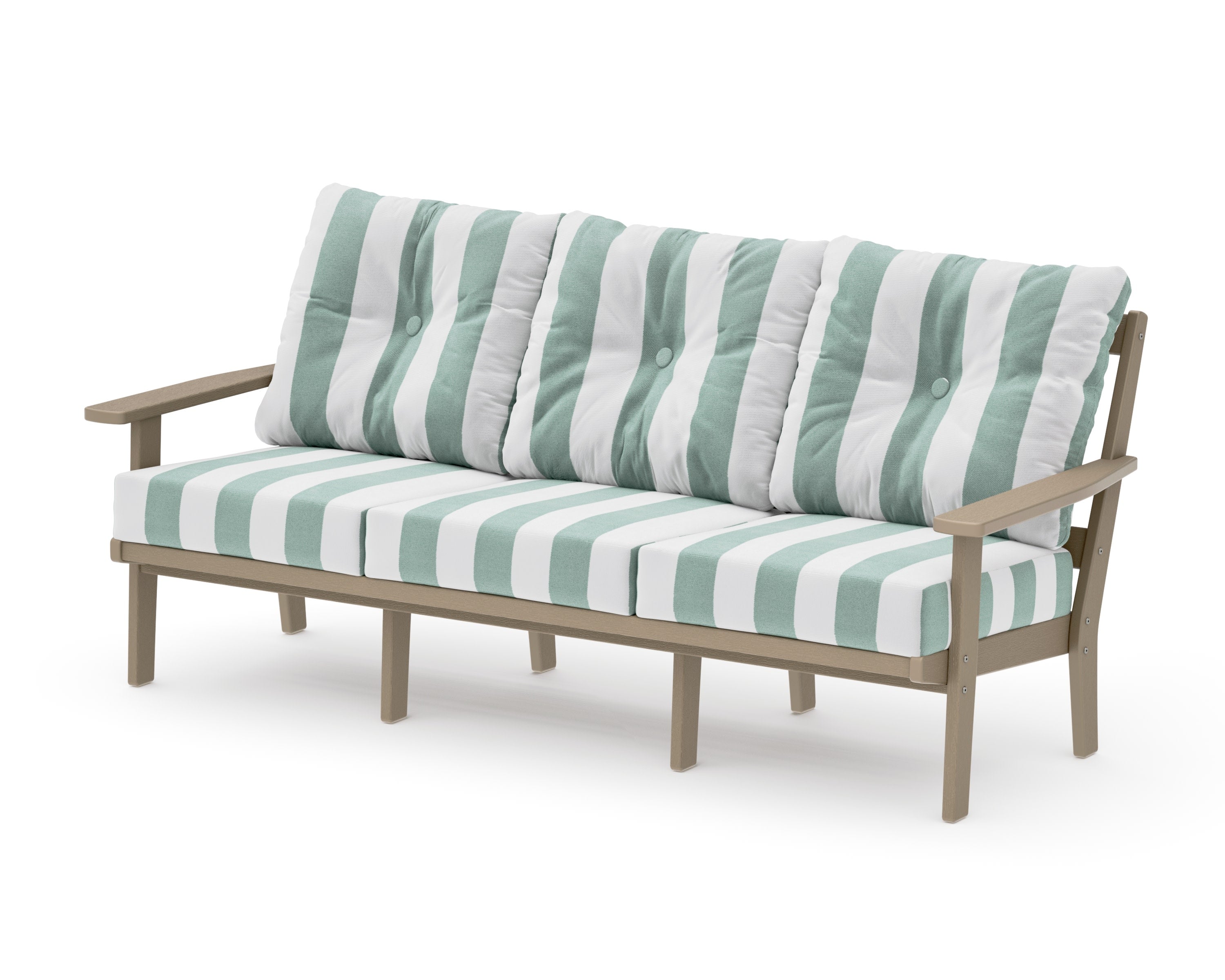 PrairieDeep Seating Sofa in Vintage Sahara / Cabana Stripe Glacier Spa