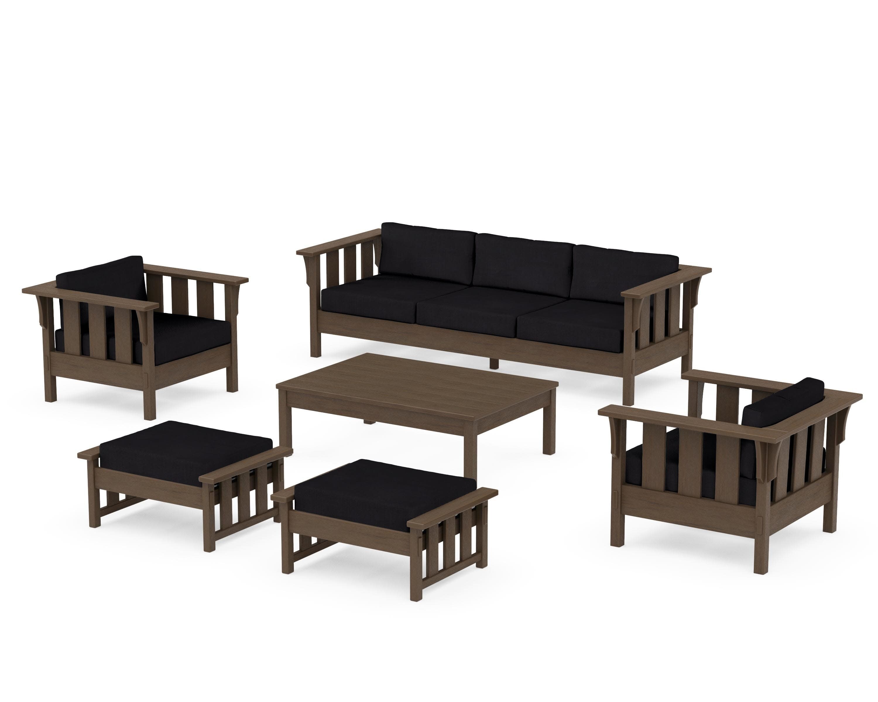 Acadia 6-Piece Lounge Sofa Set in Kona / Midnight Linen