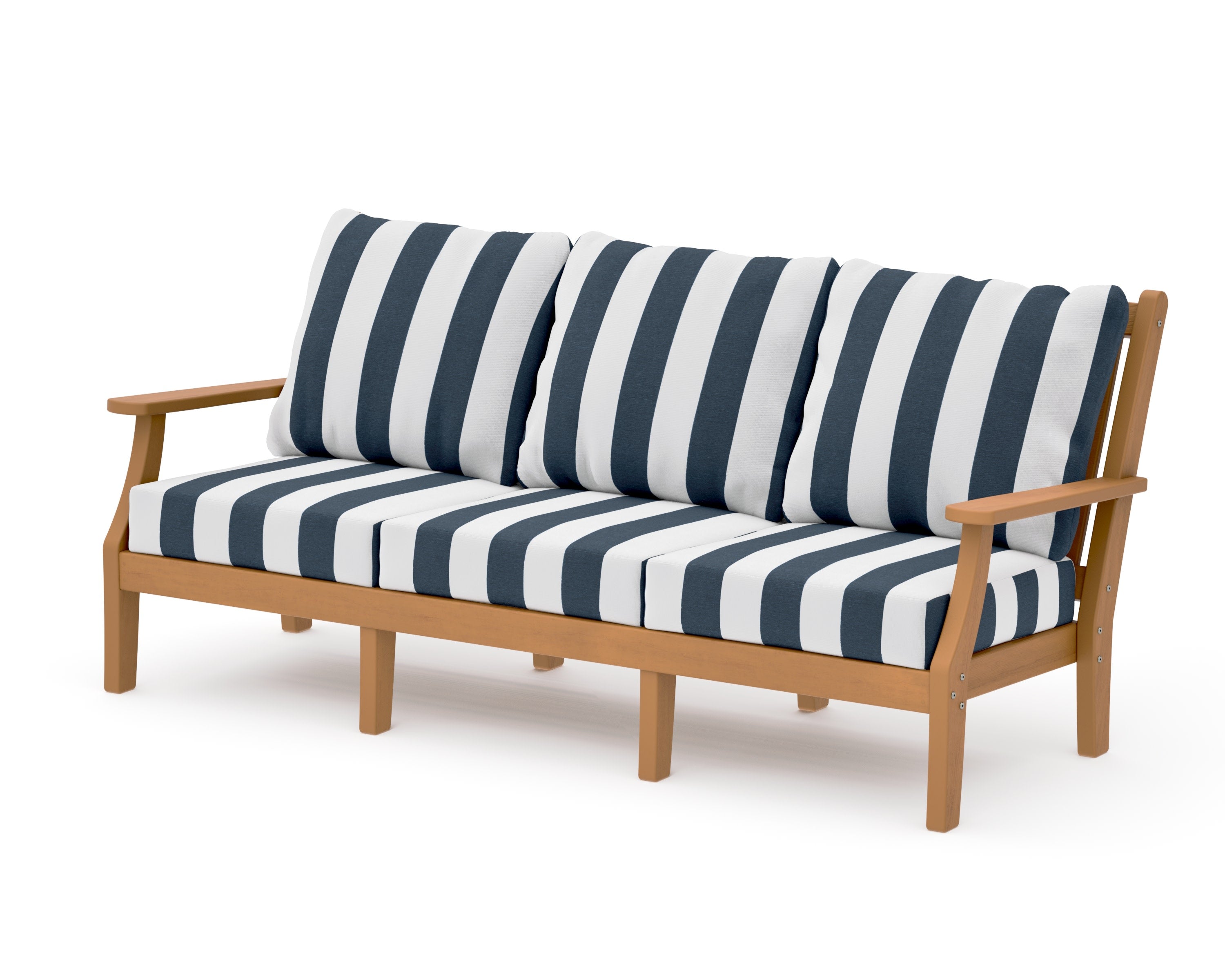 Wovendale Deep Seating Sofa in Natural / Cabana Stripe Marine Indigo