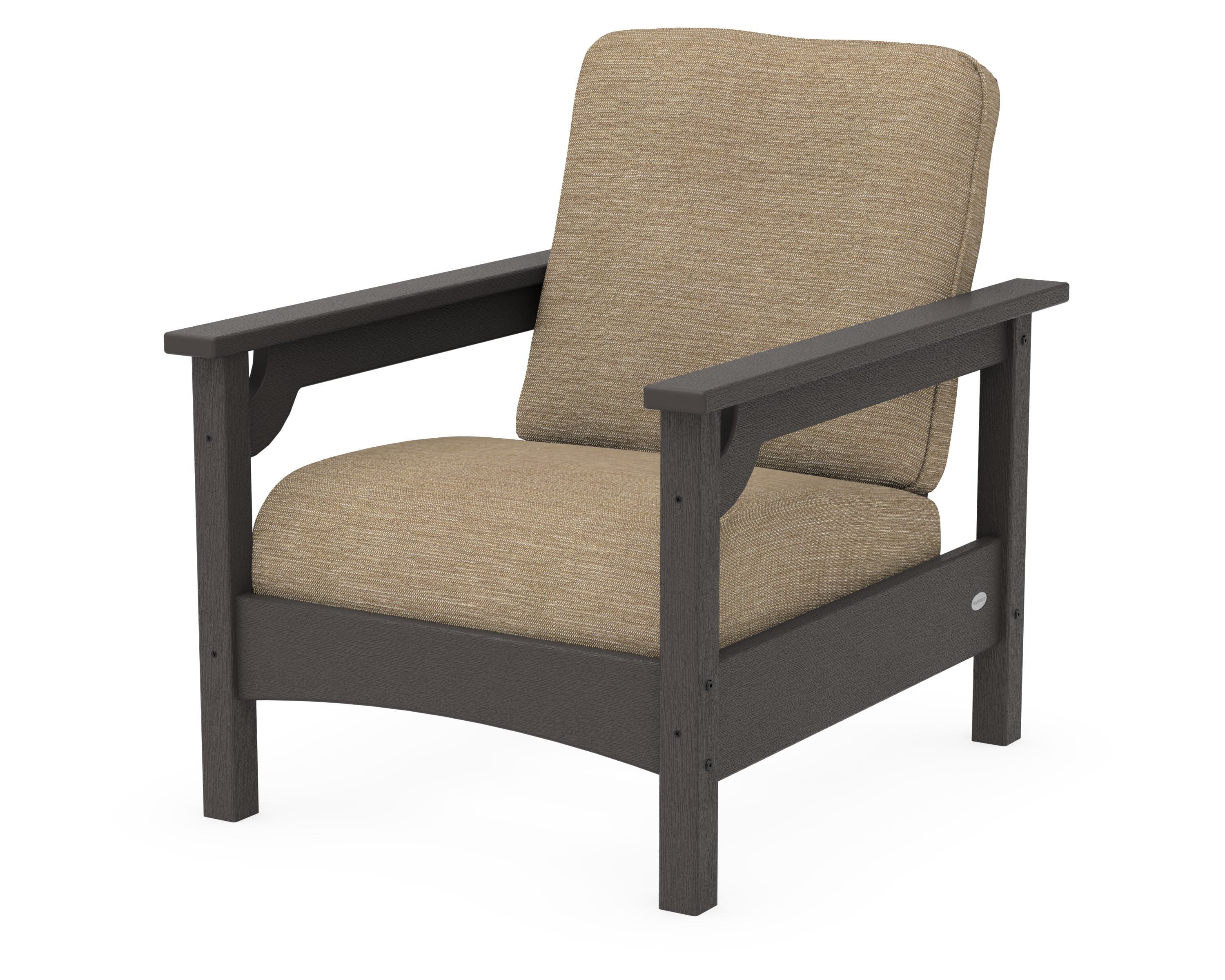 Club Chair in Vintage Coffee / Charmer Desert