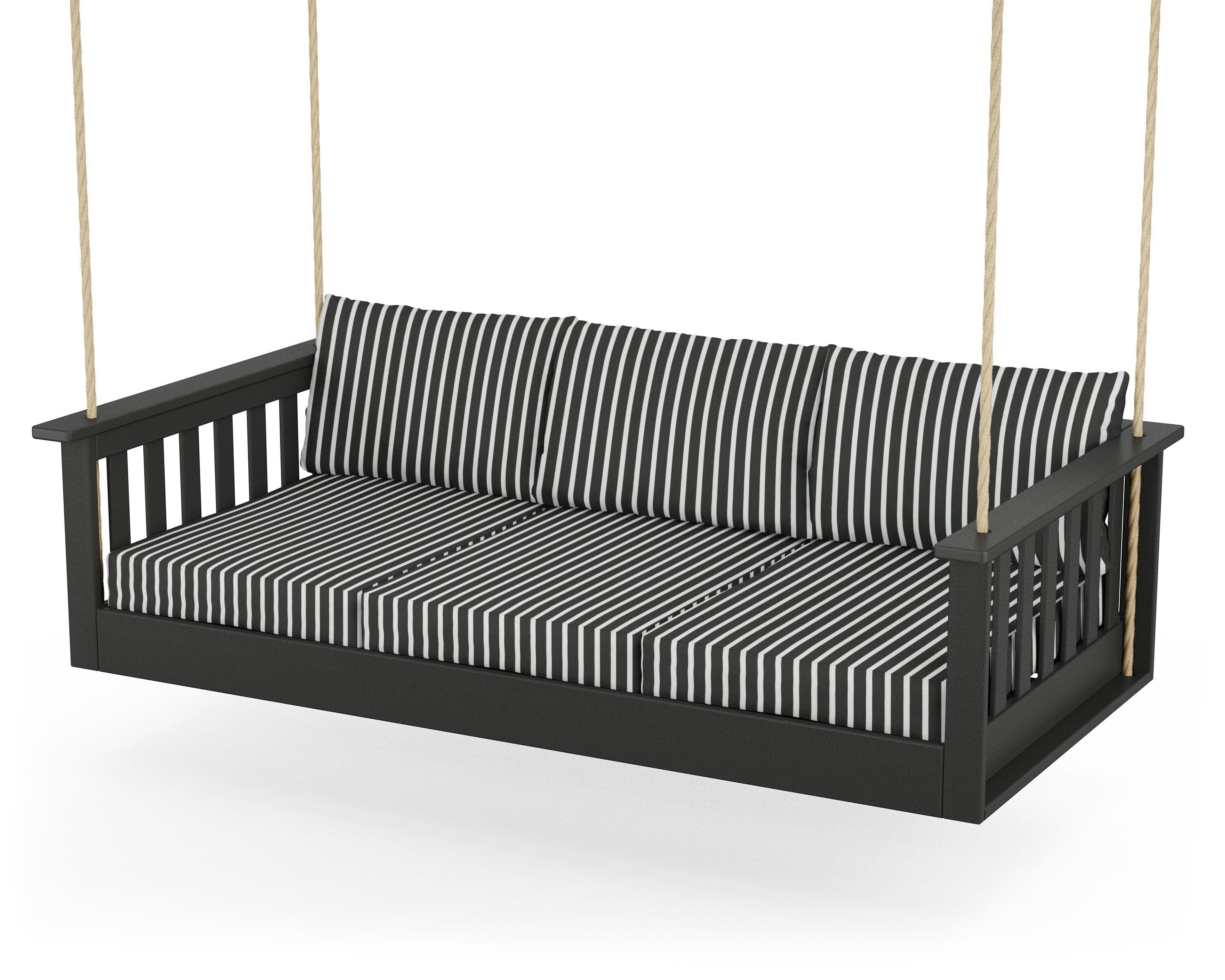 Vineyard Daybed Swing in Black / Shore Classic