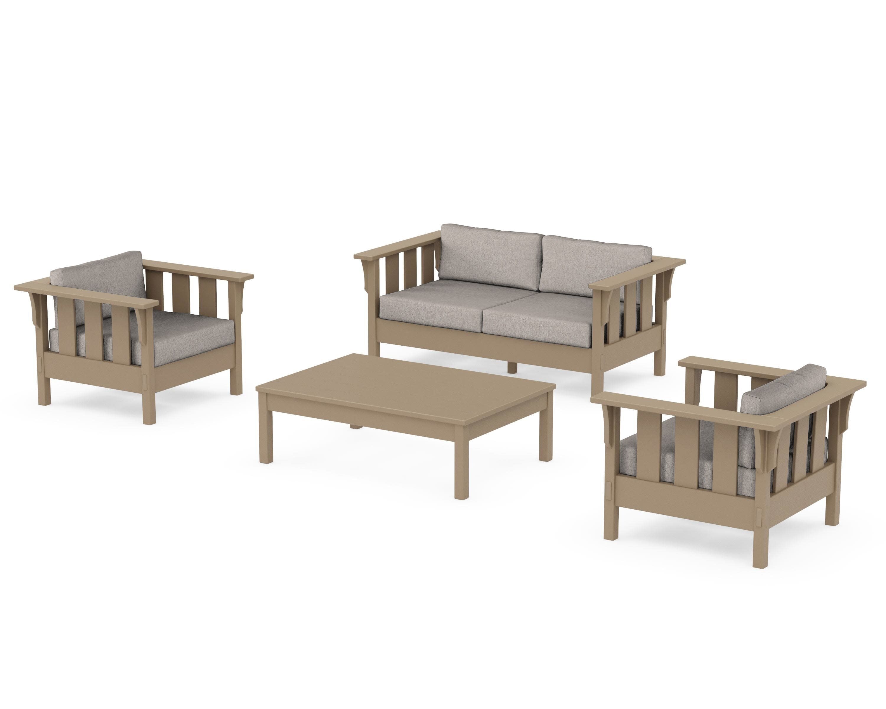 Acadia 4-Piece Deep Seating Set with Loveseat in Vintage Sahara / Weathered Tweed