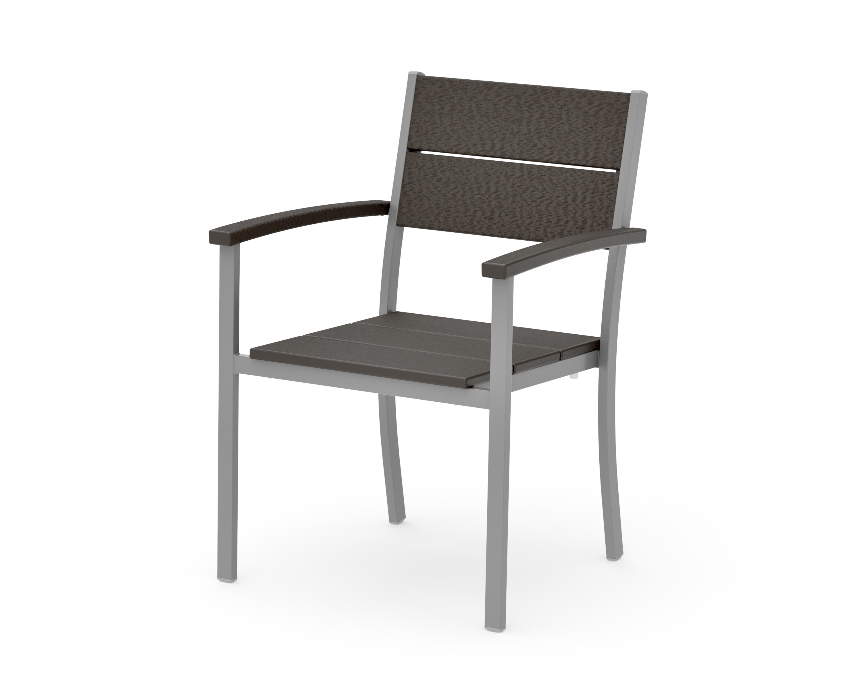 Main Street Stacking Dining Arm Chair in Silver / Vintage Coffee