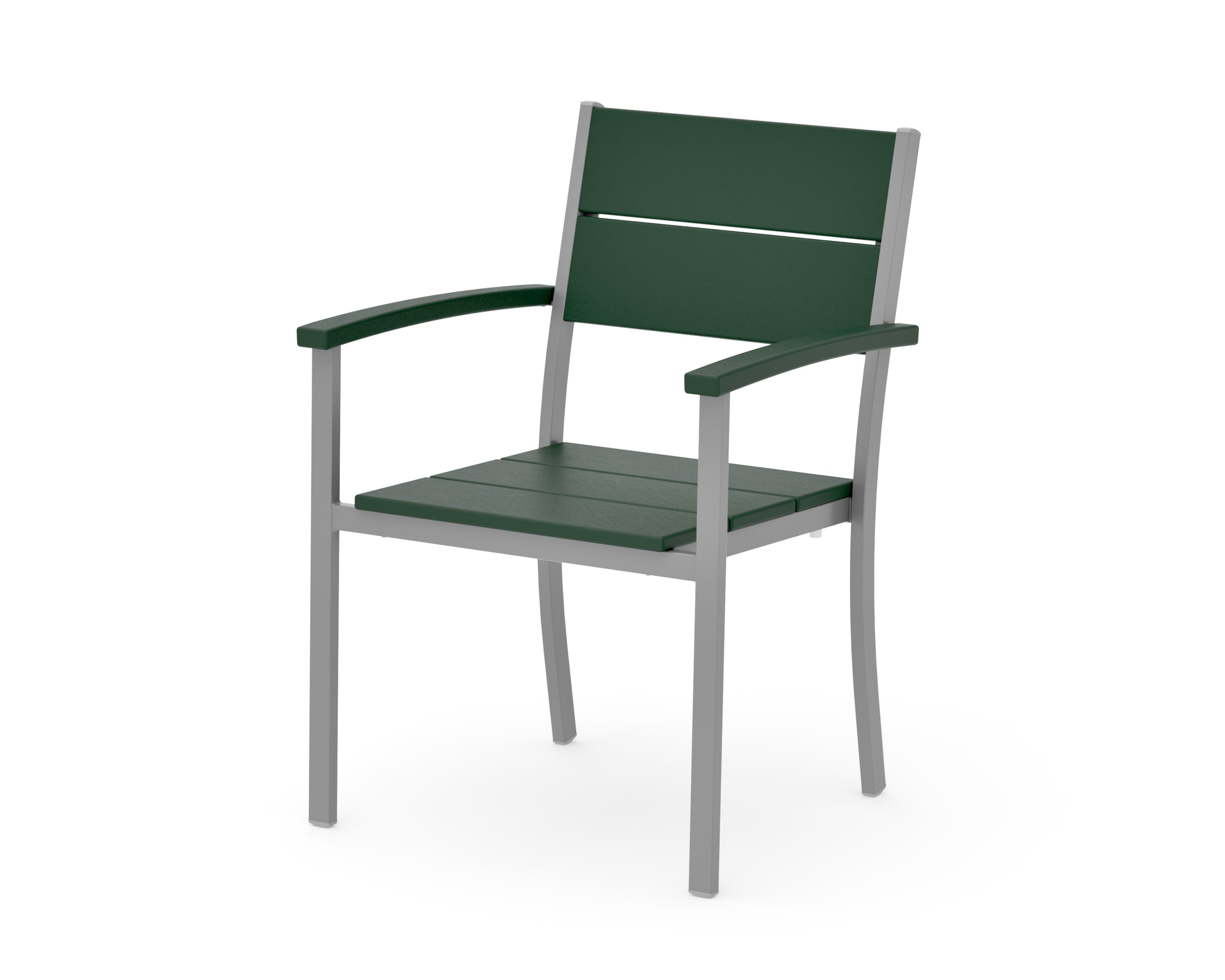 Main Street Stacking Dining Arm Chair in Silver / Green
