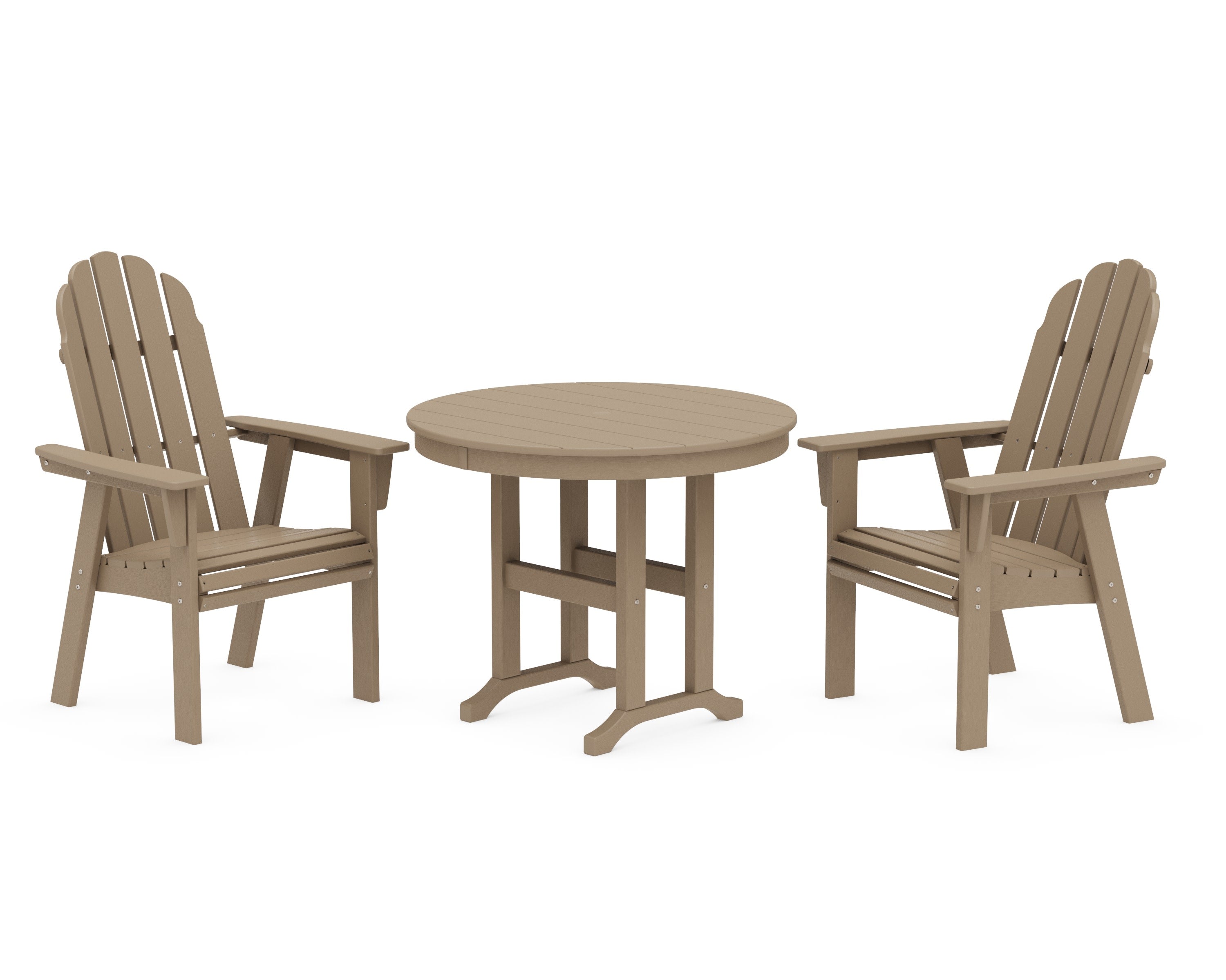 Vineyard Adirondack 3-Piece Round Dining Set in Vintage Sahara